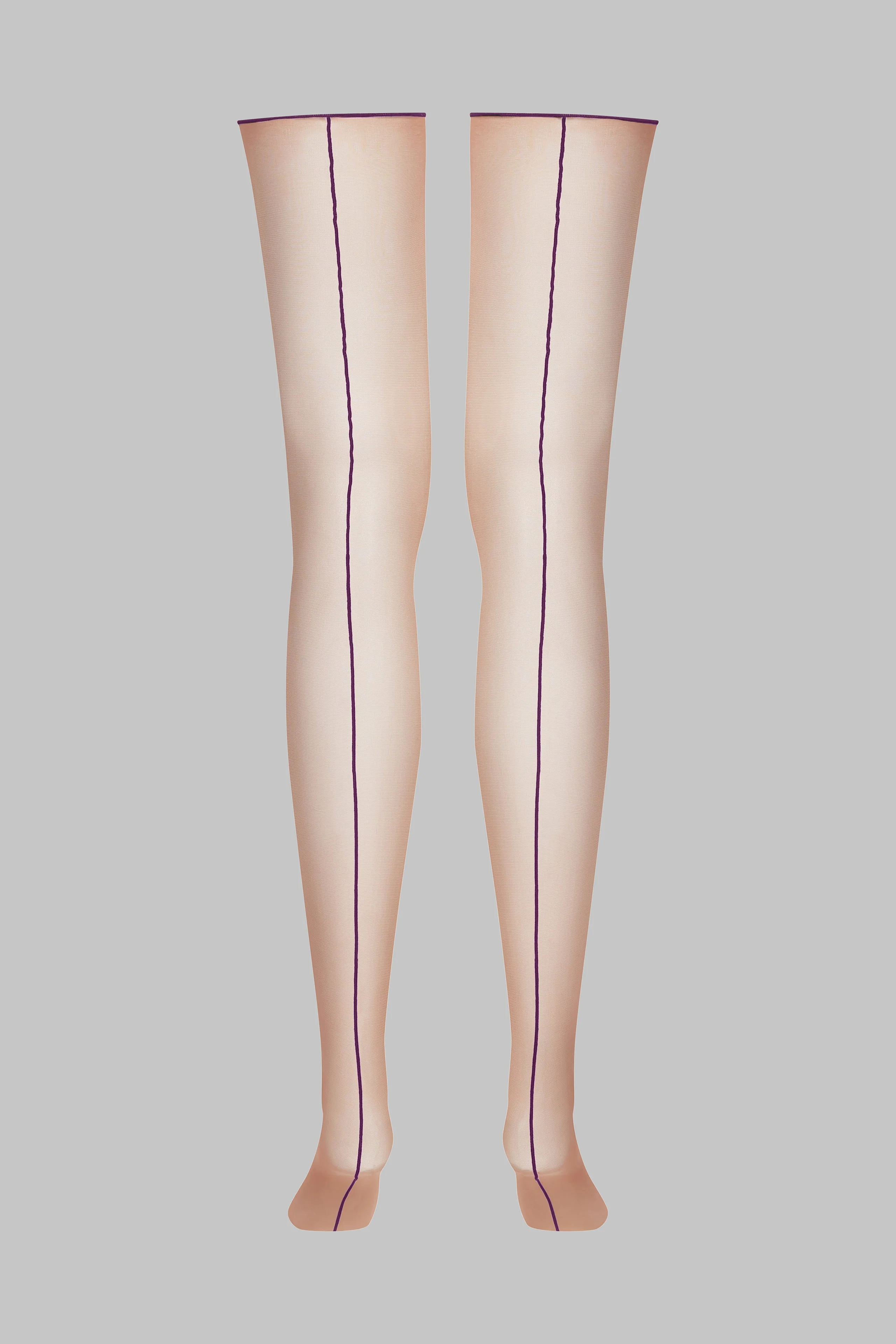 Cut and curled back seamed stockings - 20D | Nude - Image 4