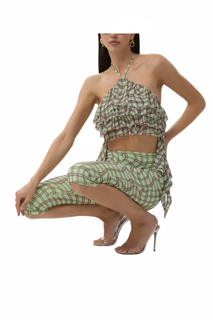 Agia Top | Mint Plaid