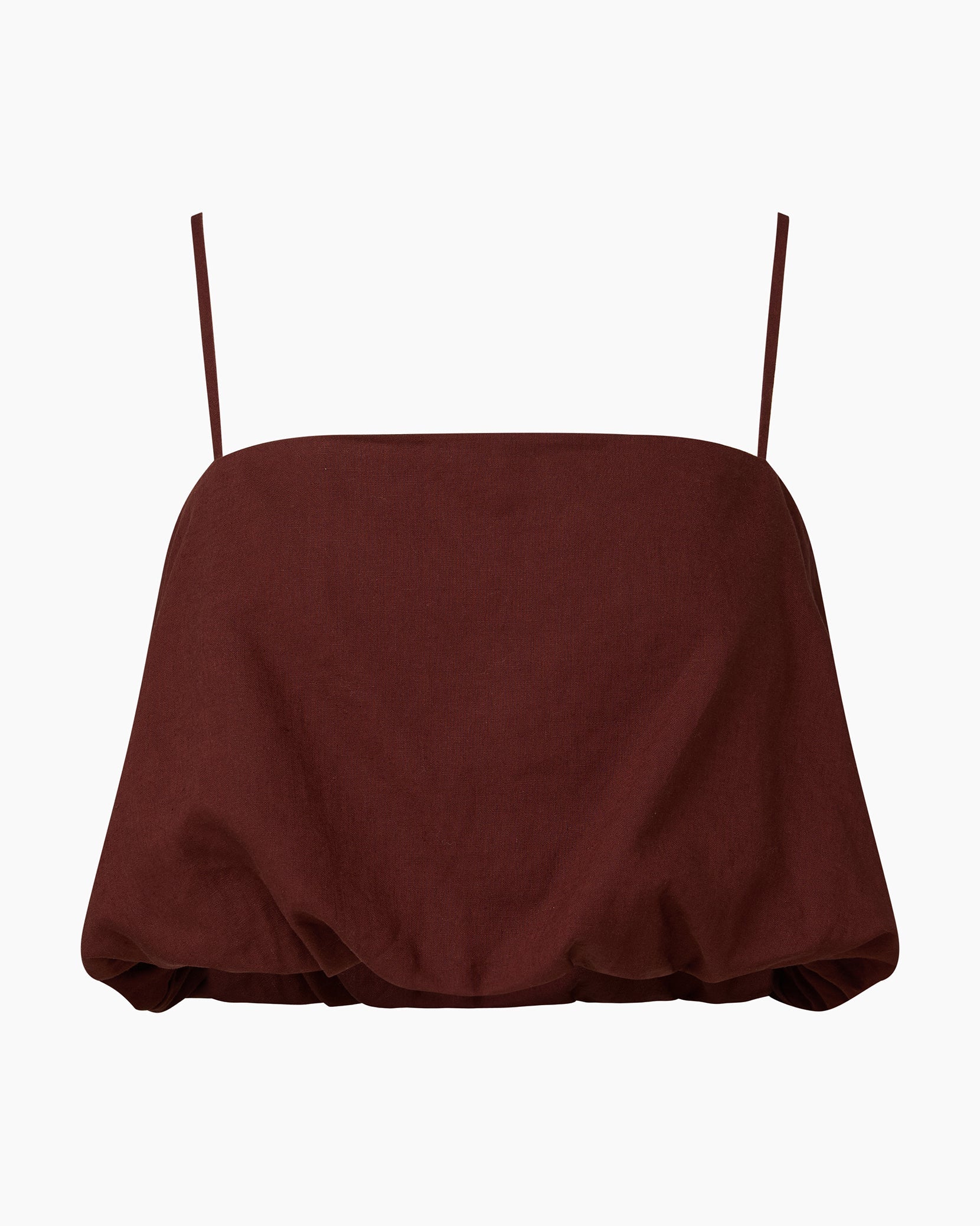 Womens | Air Linen Bubble Crop Top | Rum - Image 2