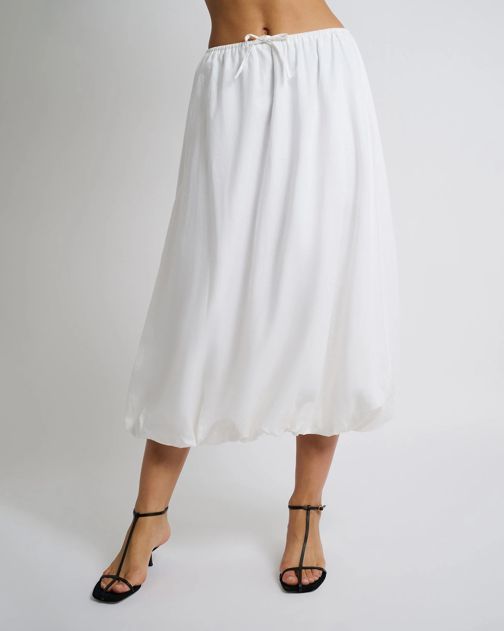 Womens | Air Linen Bubble Maxi Skirt | White