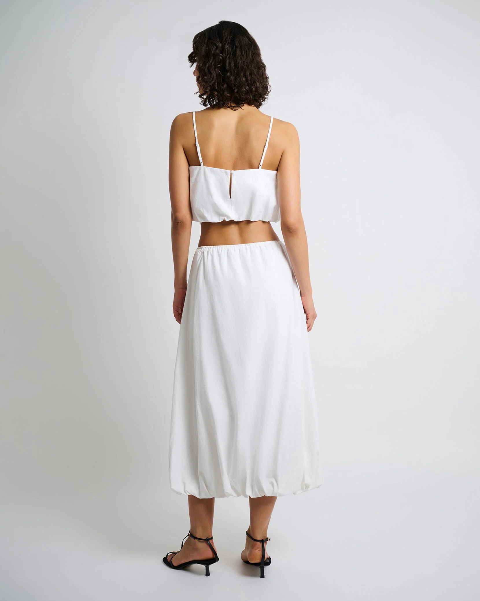 Womens | Air Linen Bubble Maxi Skirt | White - Image 5