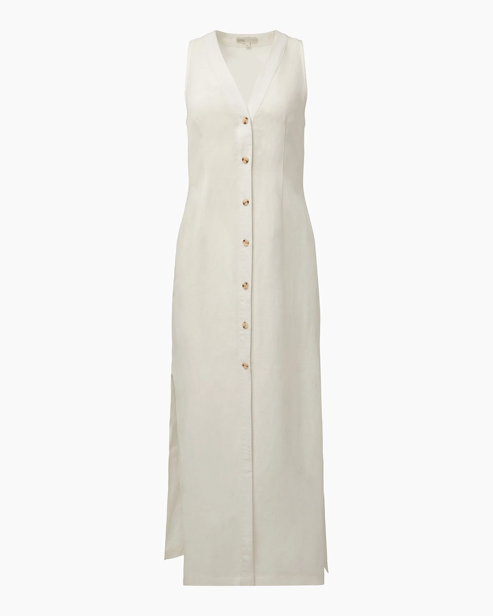 Womens | Air Linen Button Down Maxi Dress | White - Image 2