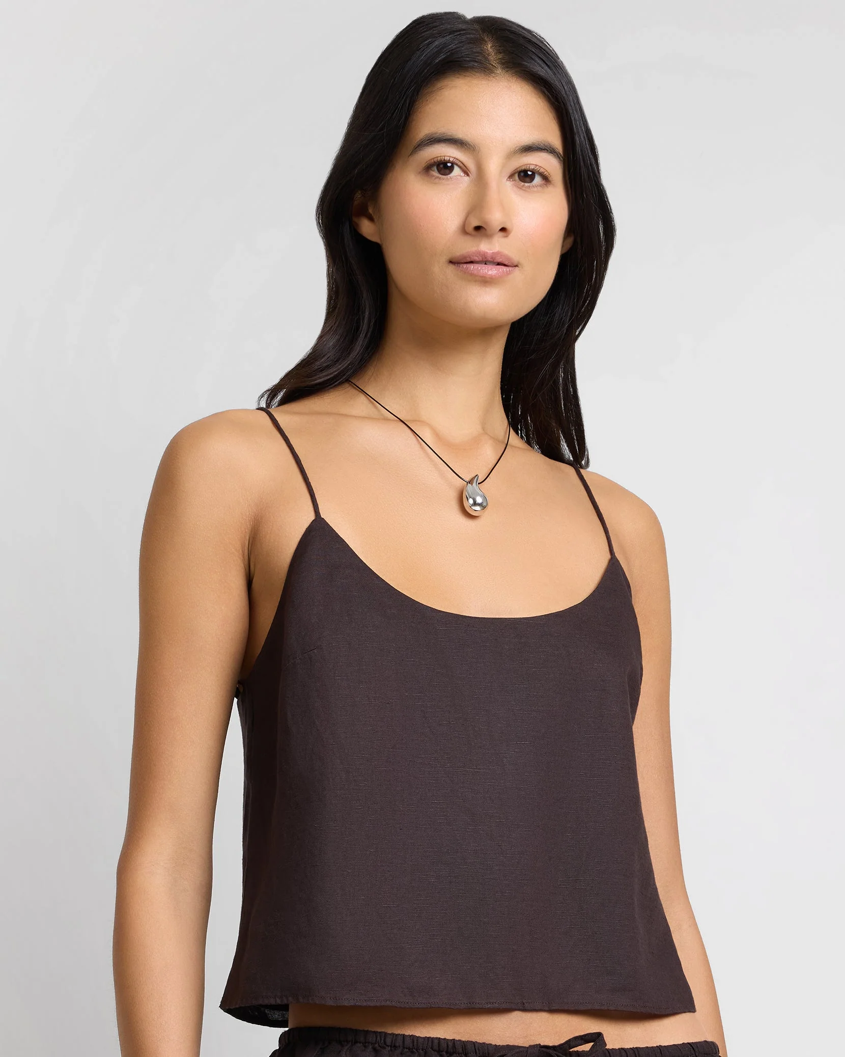 Womens | Air Linen Cami Top | Espresso