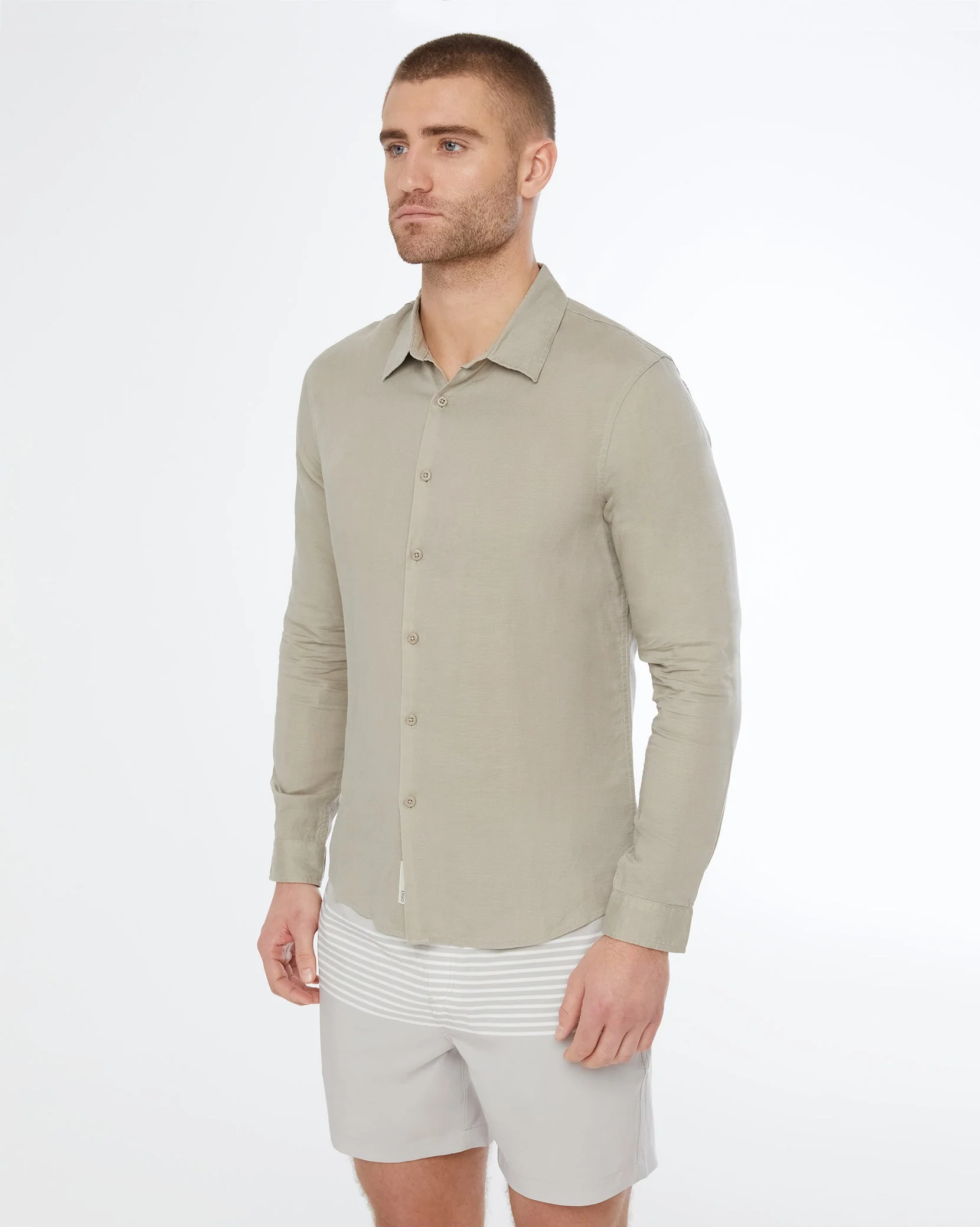 Mens | Air Linen Long Sleeve Shirt | Dark Olive