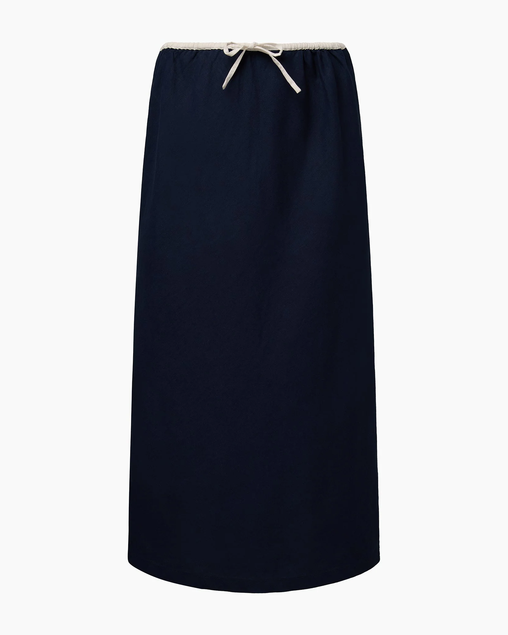 Womens | Air Linen Midi Skirt | Deep Navy/White - Image 2