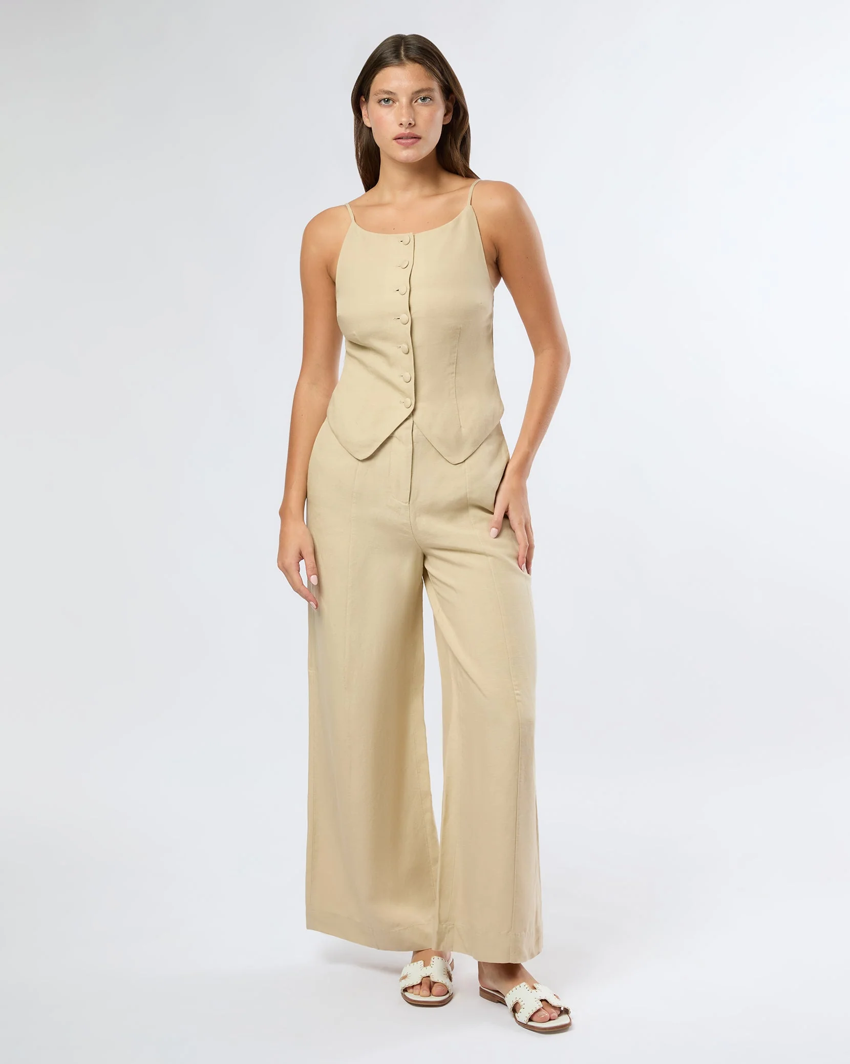 Womens | Air Linen Palazzo Pant | Jute - Image 3