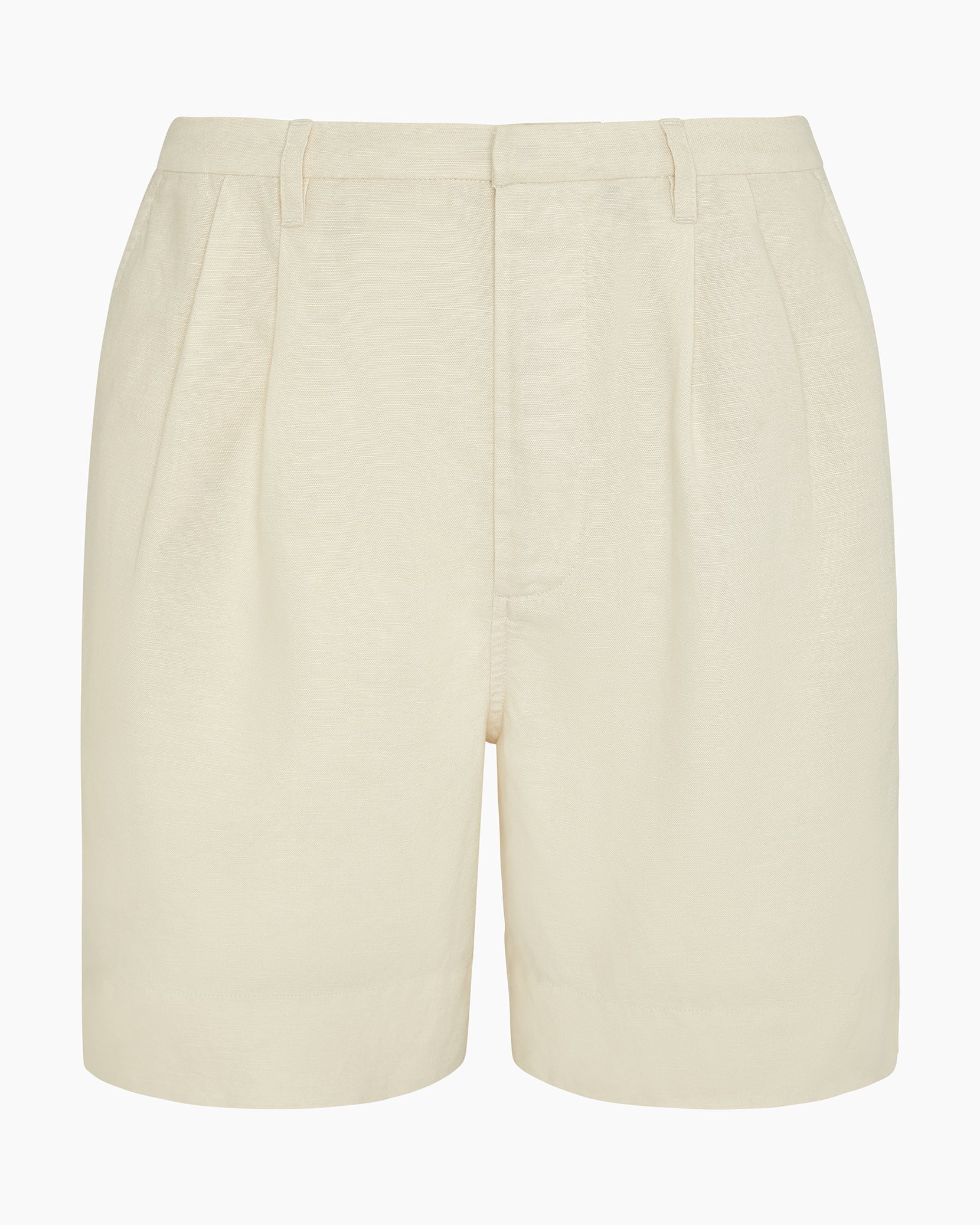 Womens | Air Linen Pleated Bermuda Short | Natural - Image 2