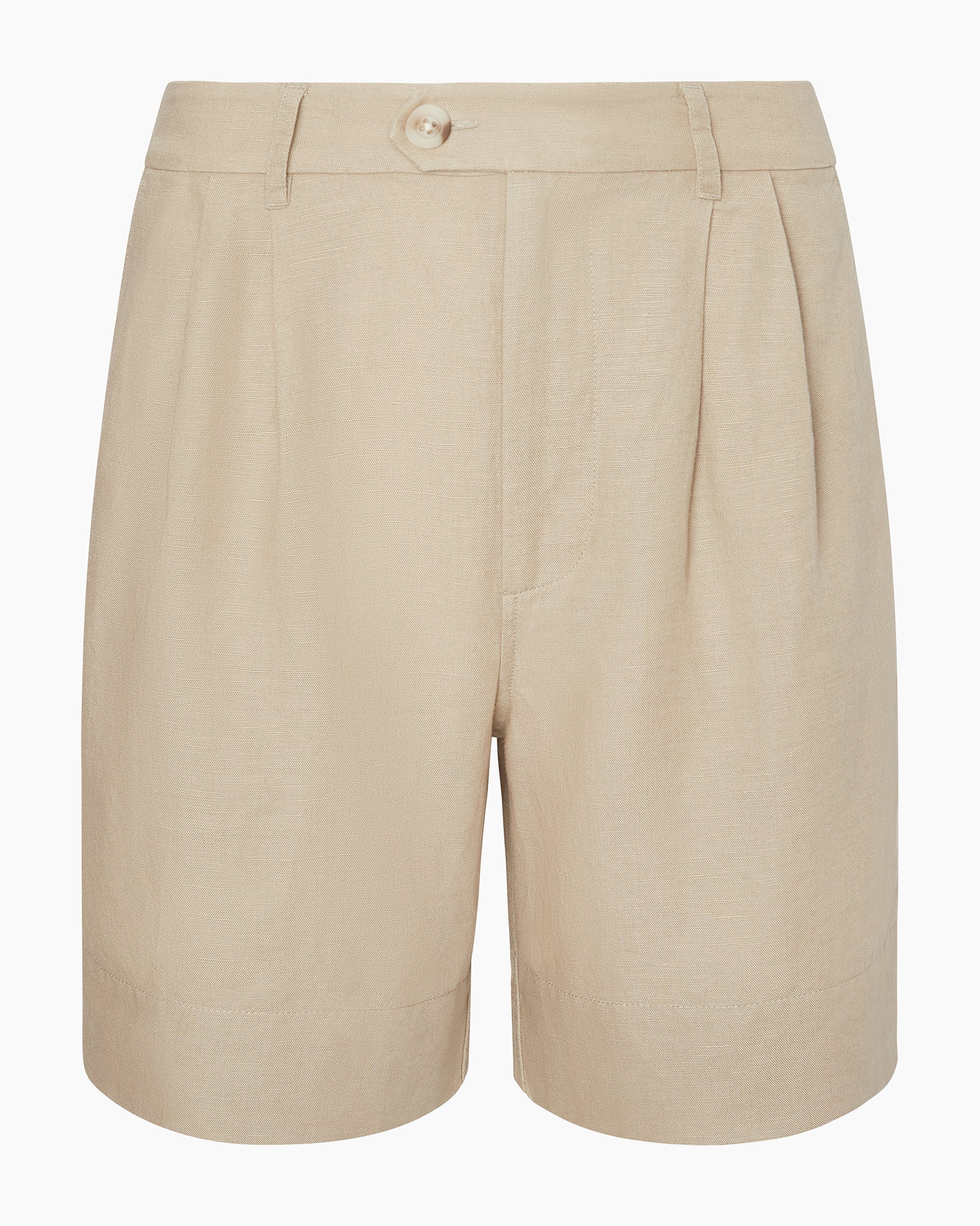 Womens | Air Linen Pleated Bermuda Short | Jute - Image 2
