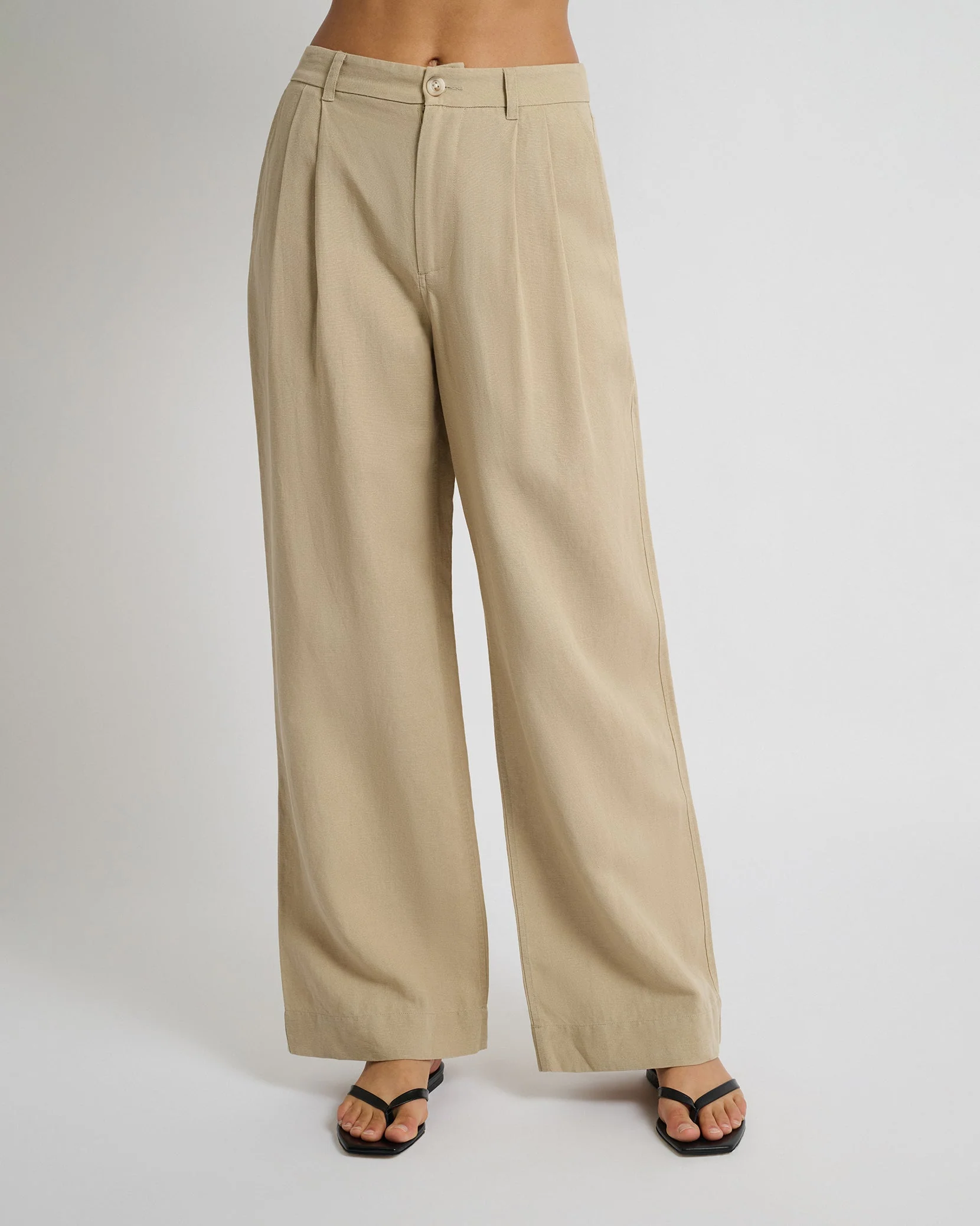 Womens | Air Linen Pleated Trouser | Jute