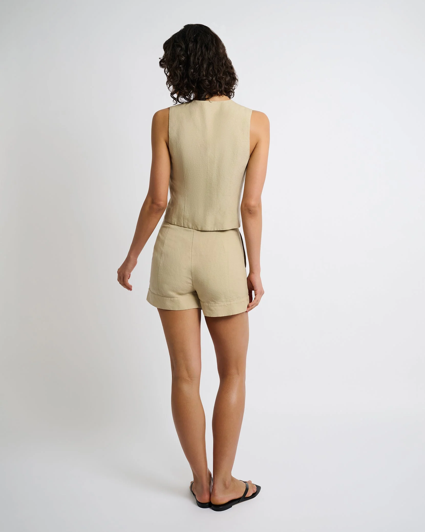 Womens | Air Linen Relaxed Vest | Jute - Image 5