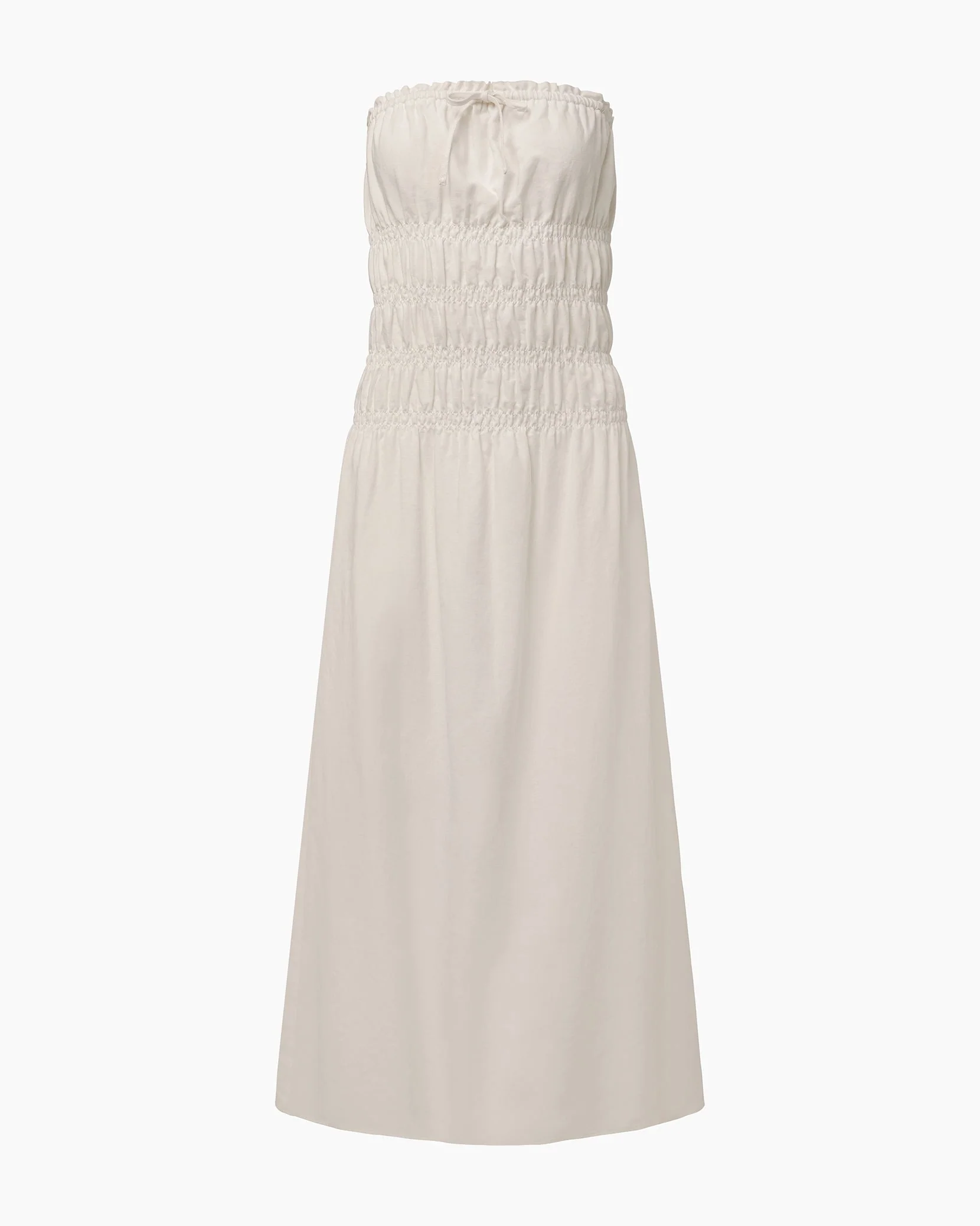 Womens | Air Linen Smocked Maxi Dress | White - Image 2