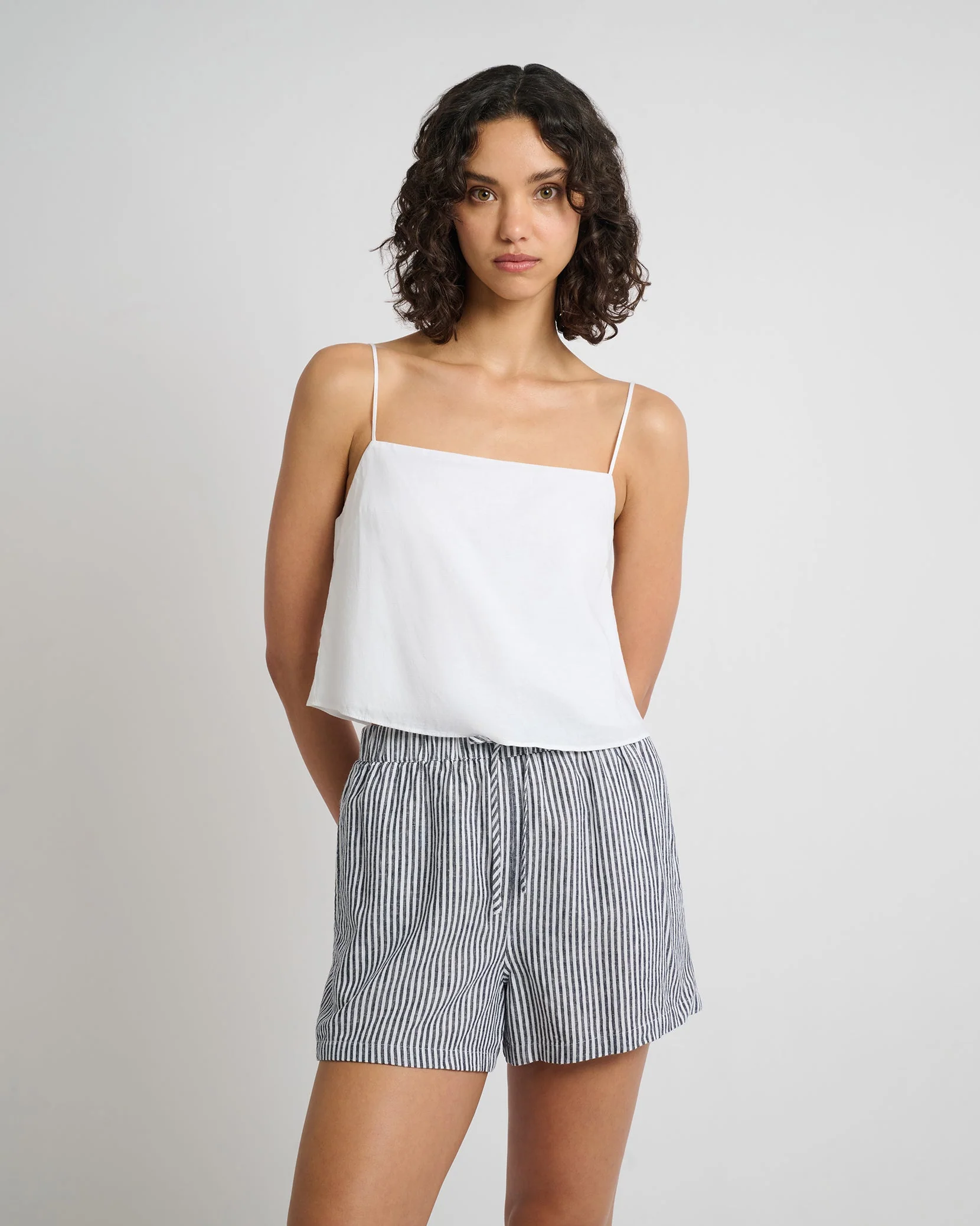 Womens | Air Linen Square Neck Tank Top | White