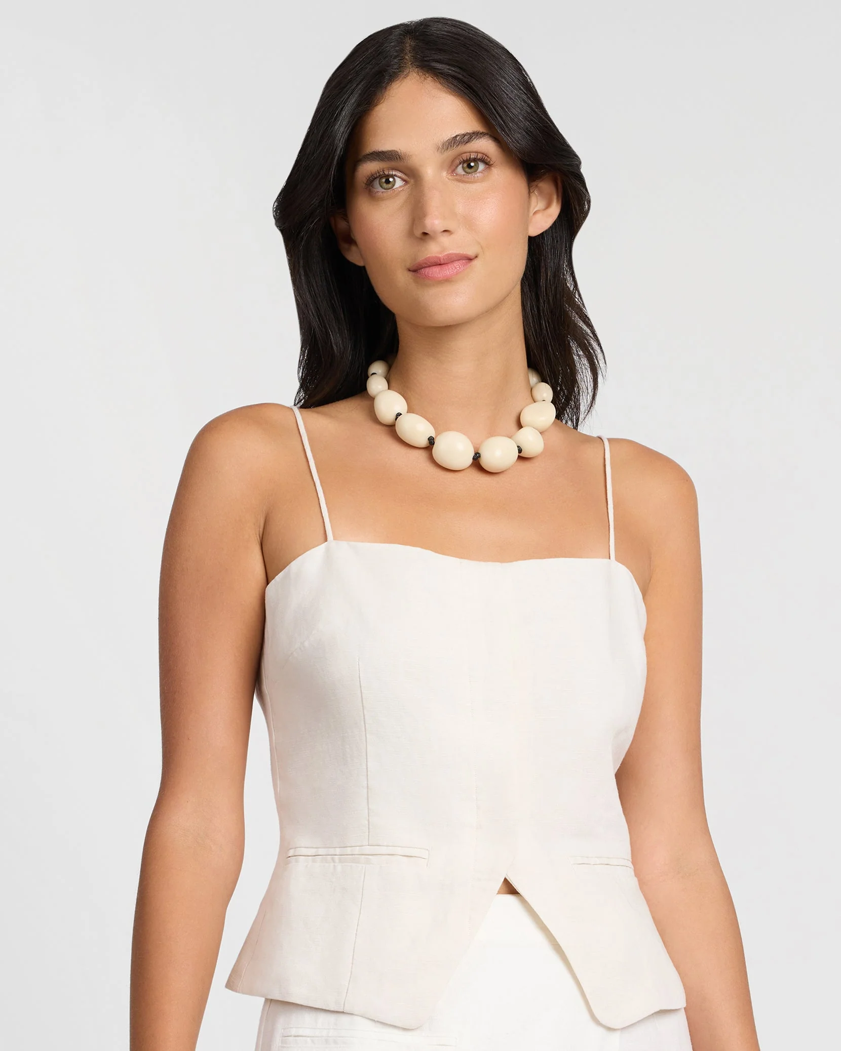Womens | Air Linen Straight Neck Top | Natural