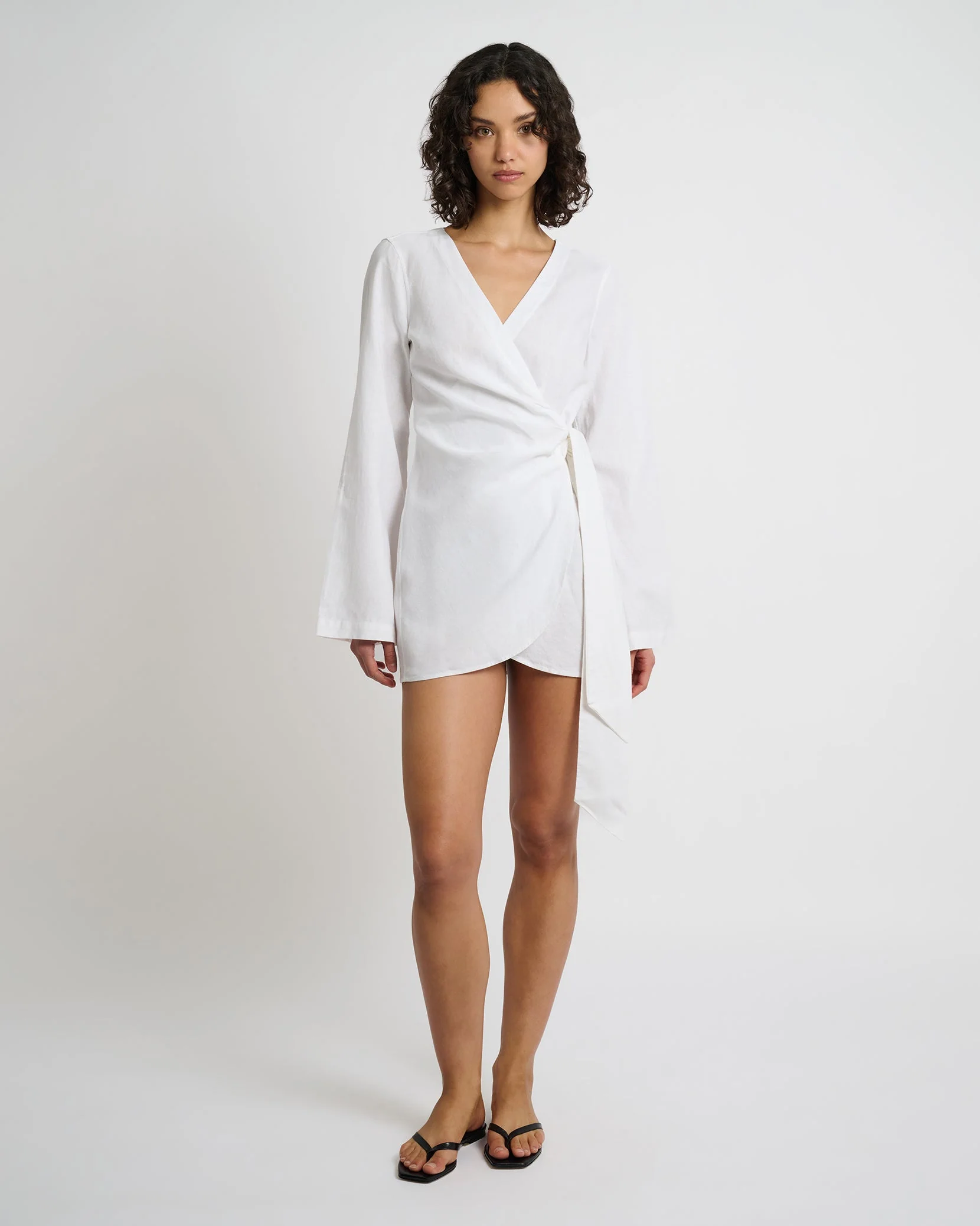 Womens | Air Linen Wrap Dress | White