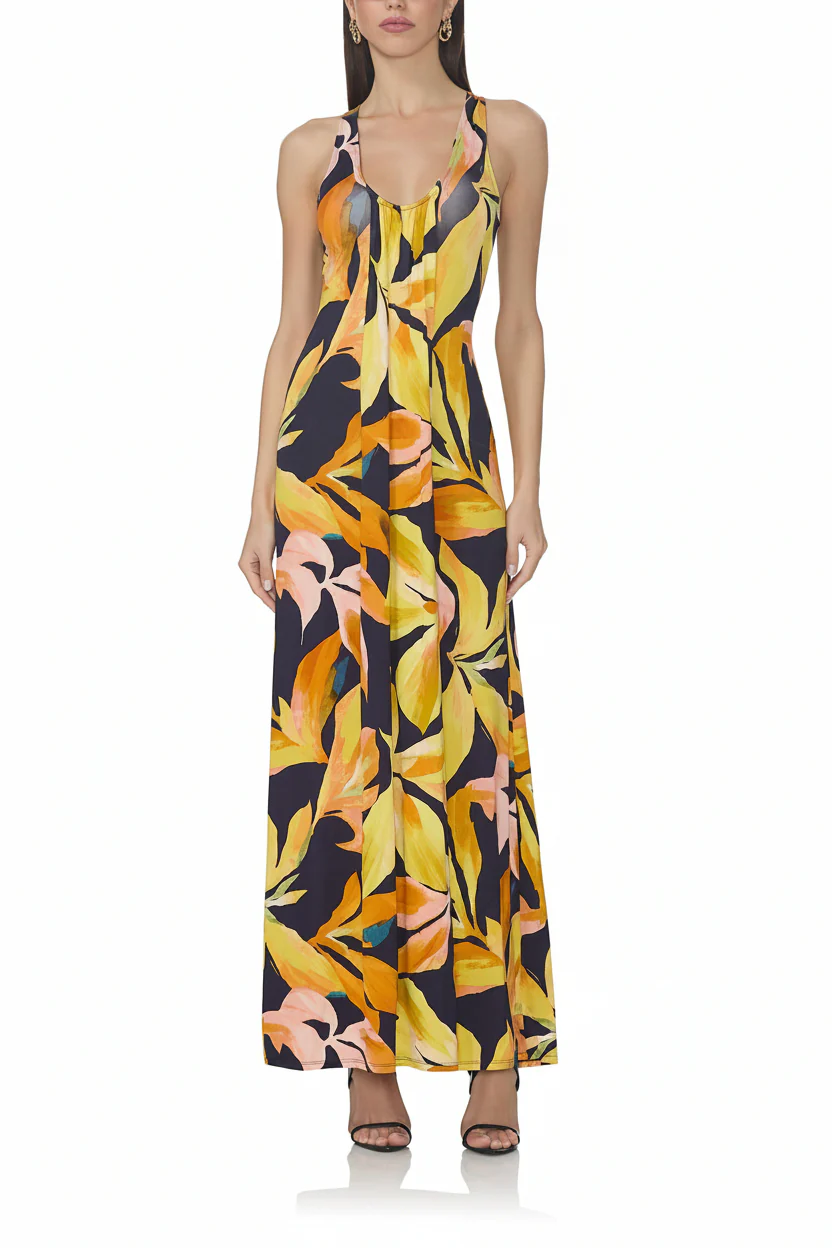Aliza Dress | Navy Tropical