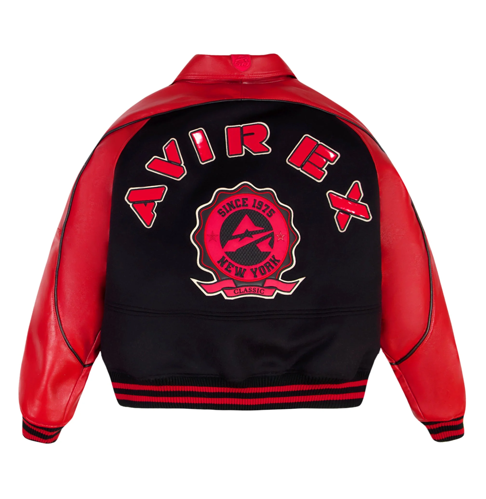 Classic Wool Leather Varsity Jacket | Black - Image 2