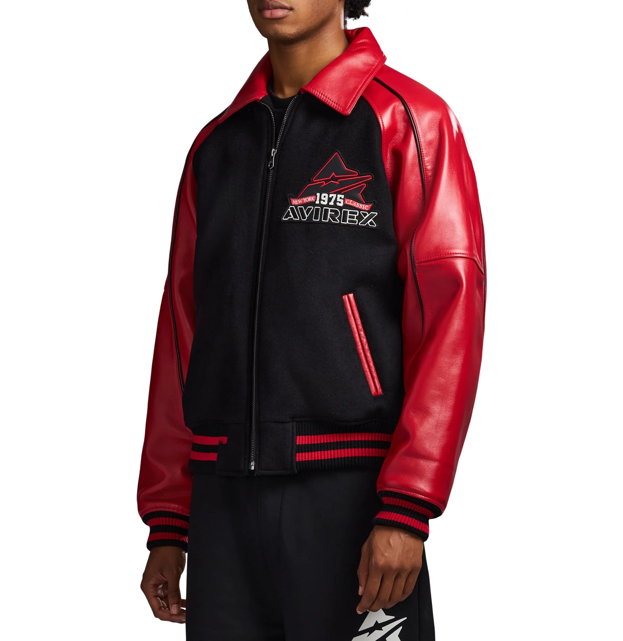 Classic Wool Leather Varsity Jacket | Black - Image 4