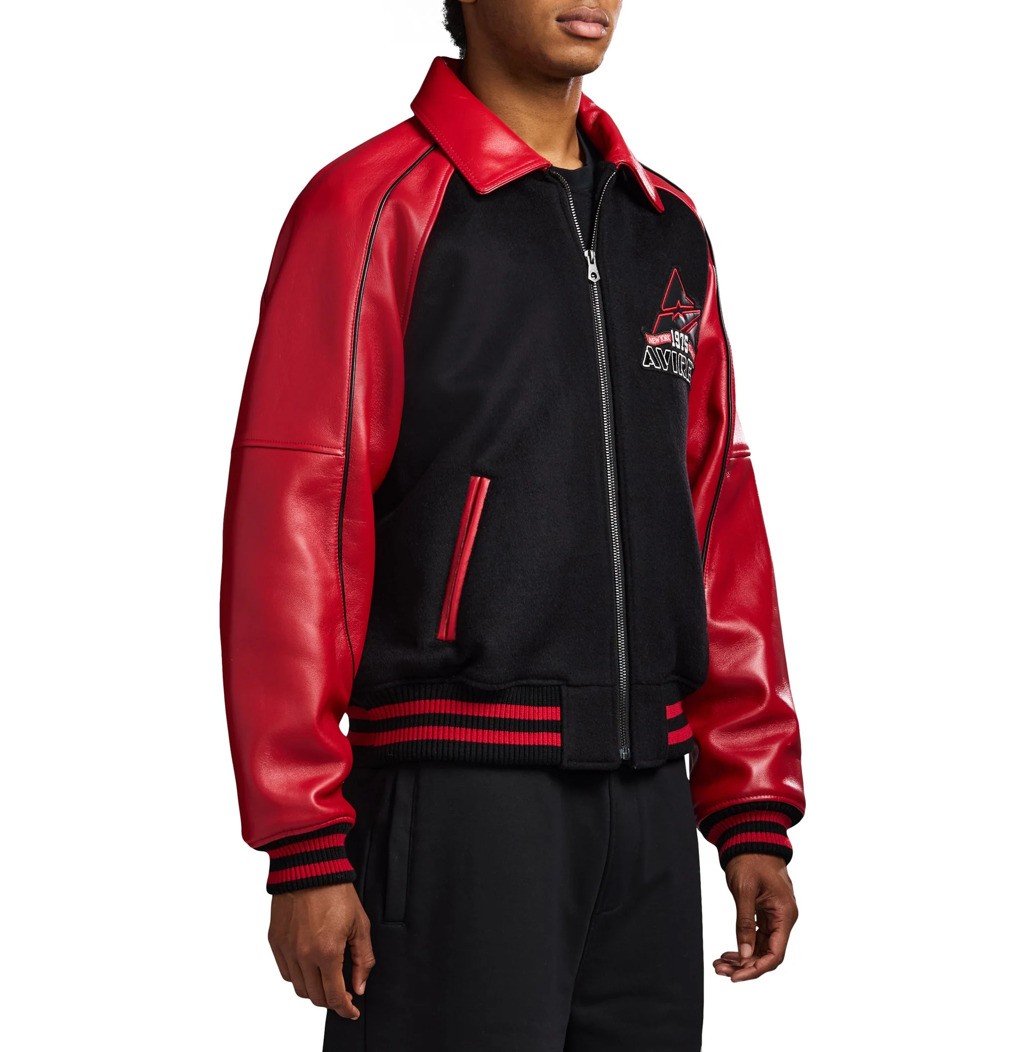 Classic Wool Leather Varsity Jacket | Black - Image 5