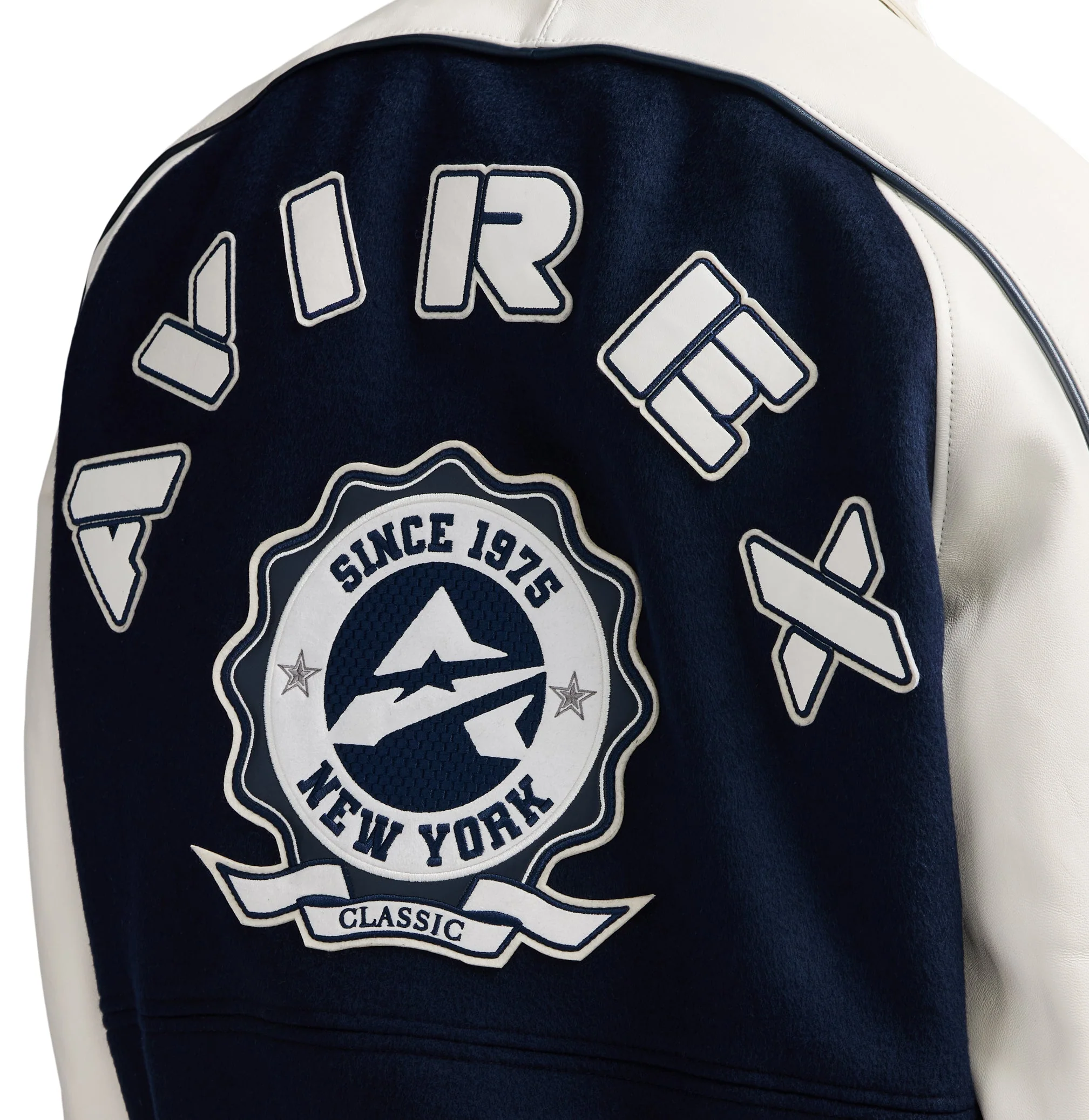 Classic Wool Leather Varsity Jacket | Navy Blazer - Image 9