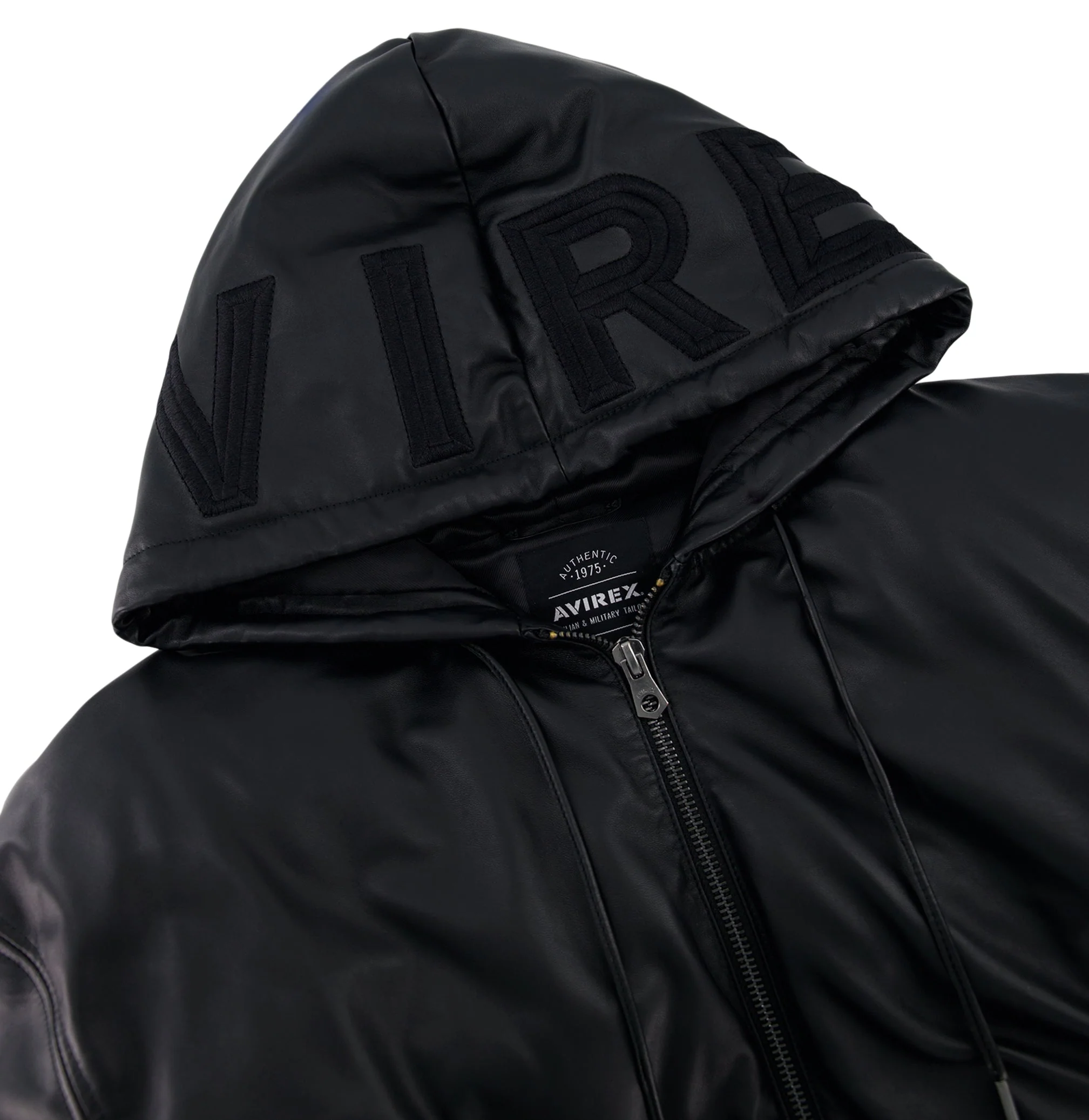 Nappa Leather Puffer Hoodie | Black - Image 8