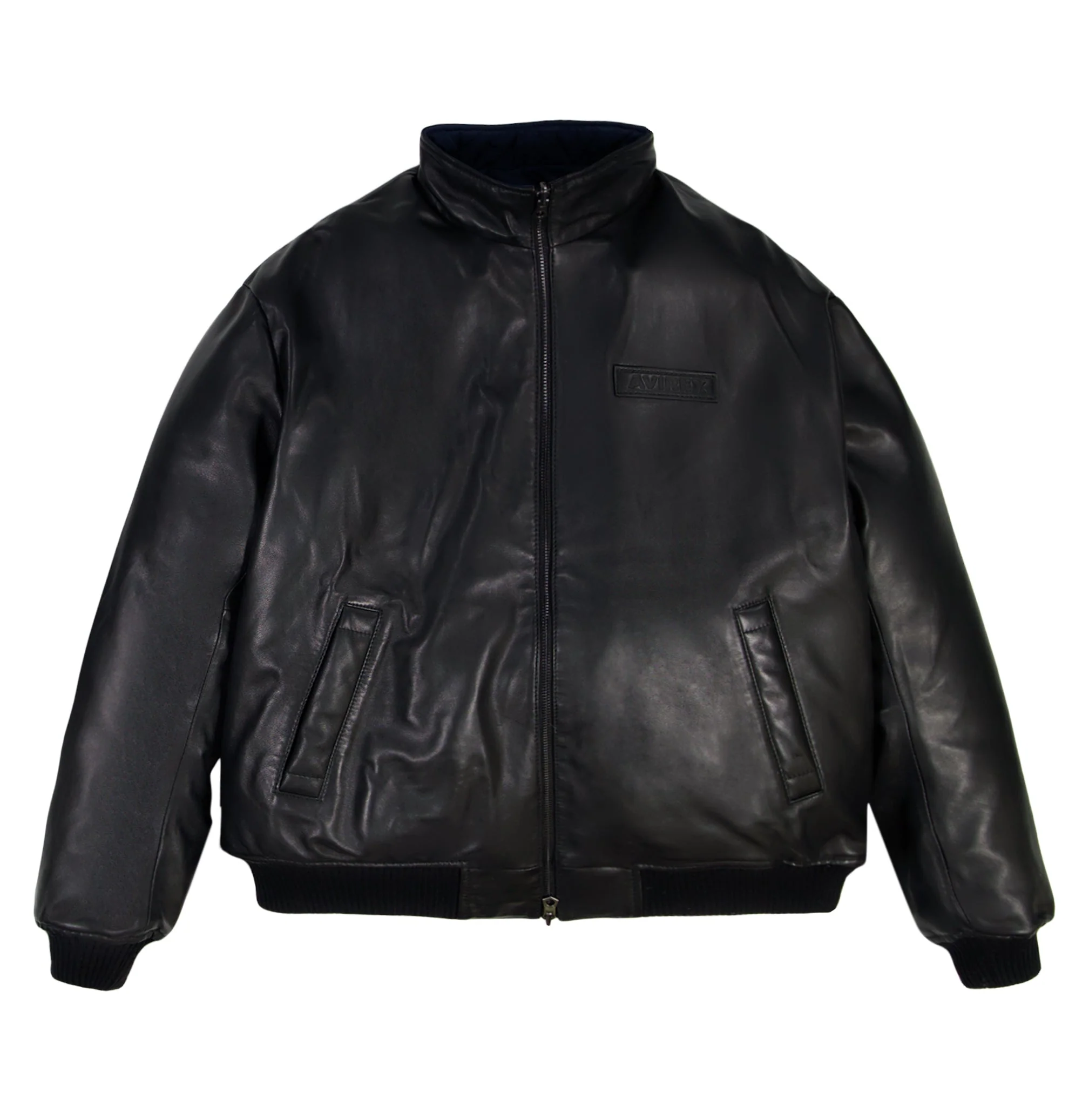 Reversible Nappa Leather Track Jacket | Black