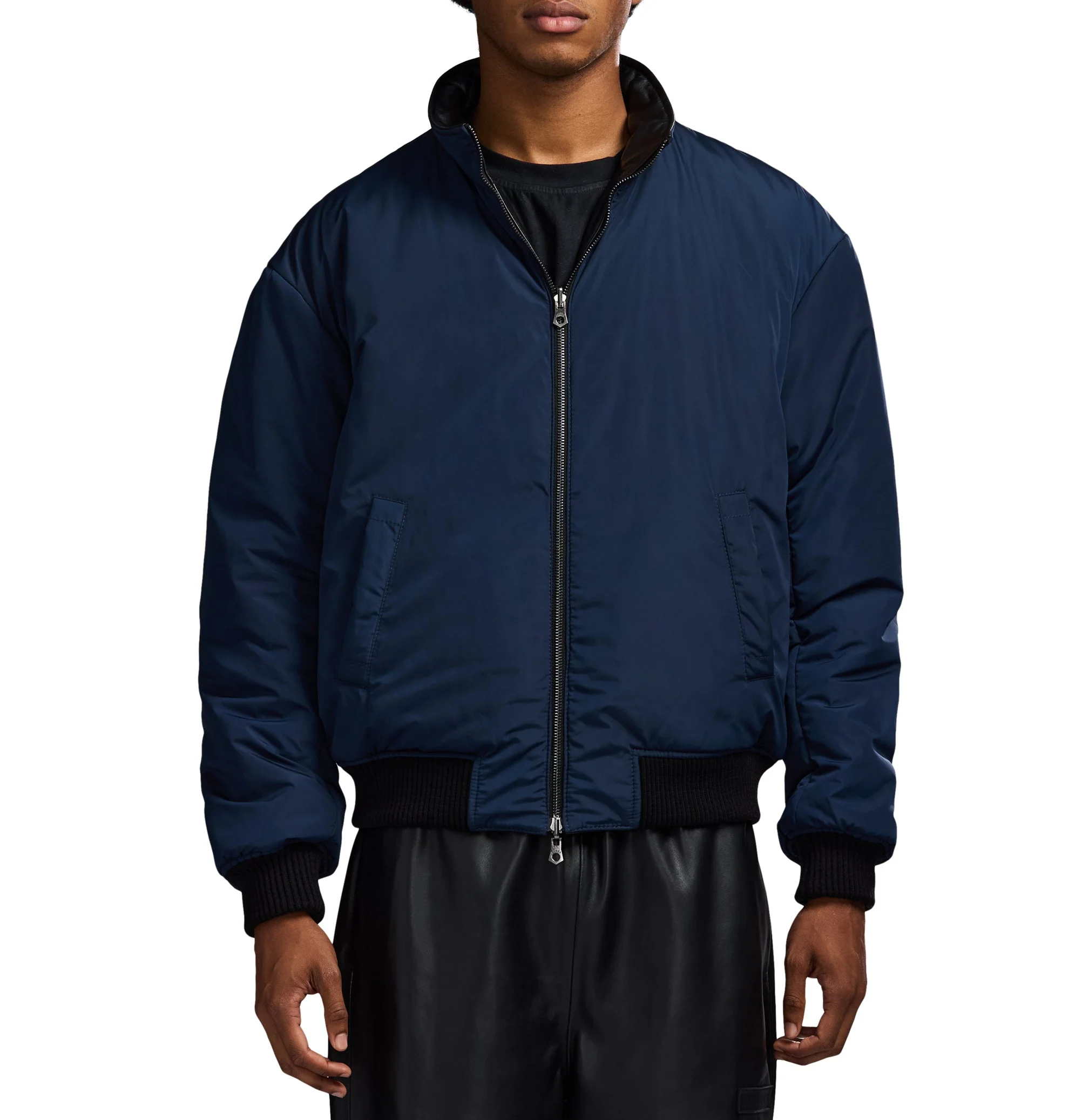 Reversible Nappa Leather Track Jacket | Black - Image 10