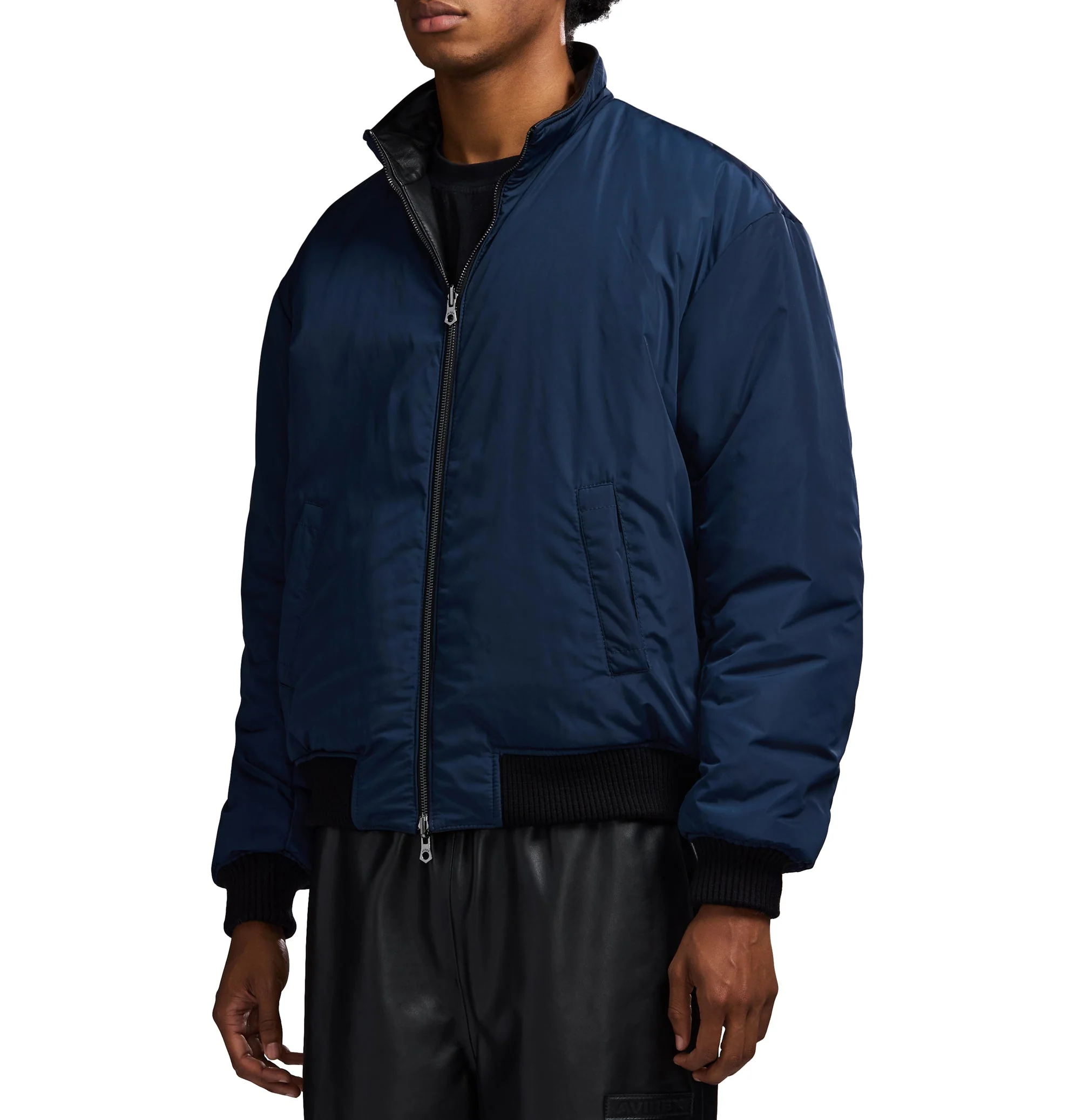 Reversible Nappa Leather Track Jacket | Black - Image 11