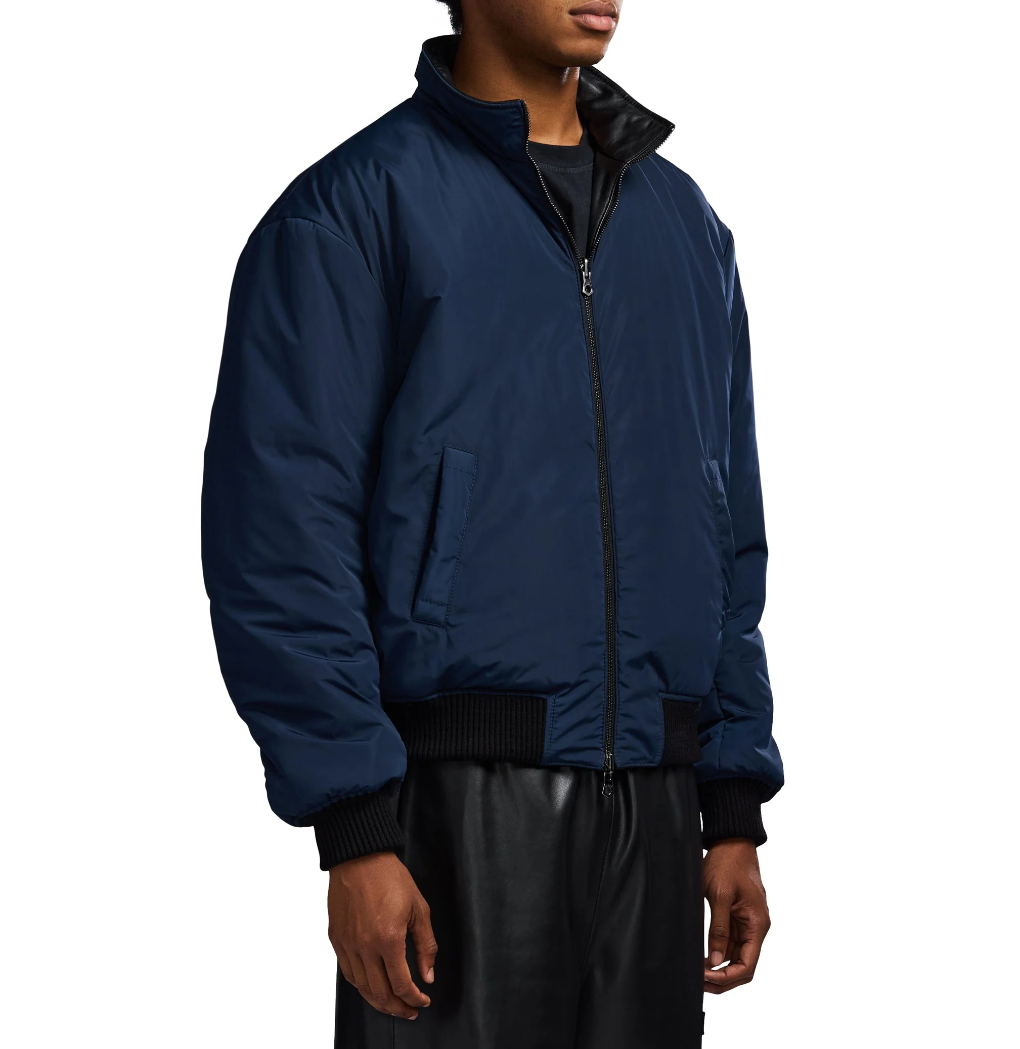 Reversible Nappa Leather Track Jacket | Black - Image 12