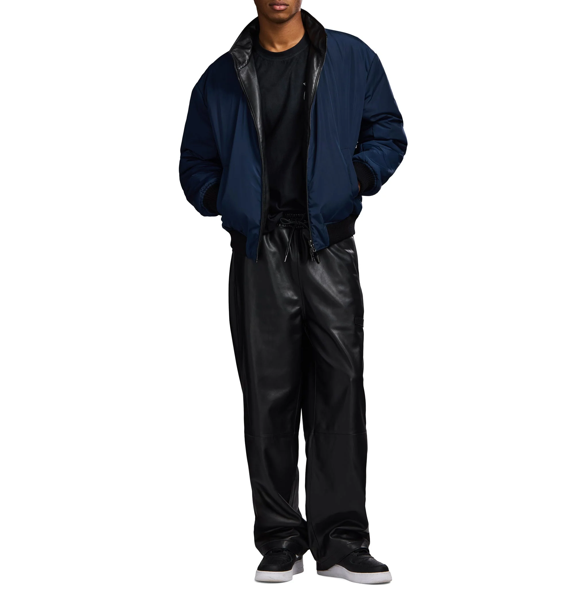Reversible Nappa Leather Track Jacket | Black - Image 14