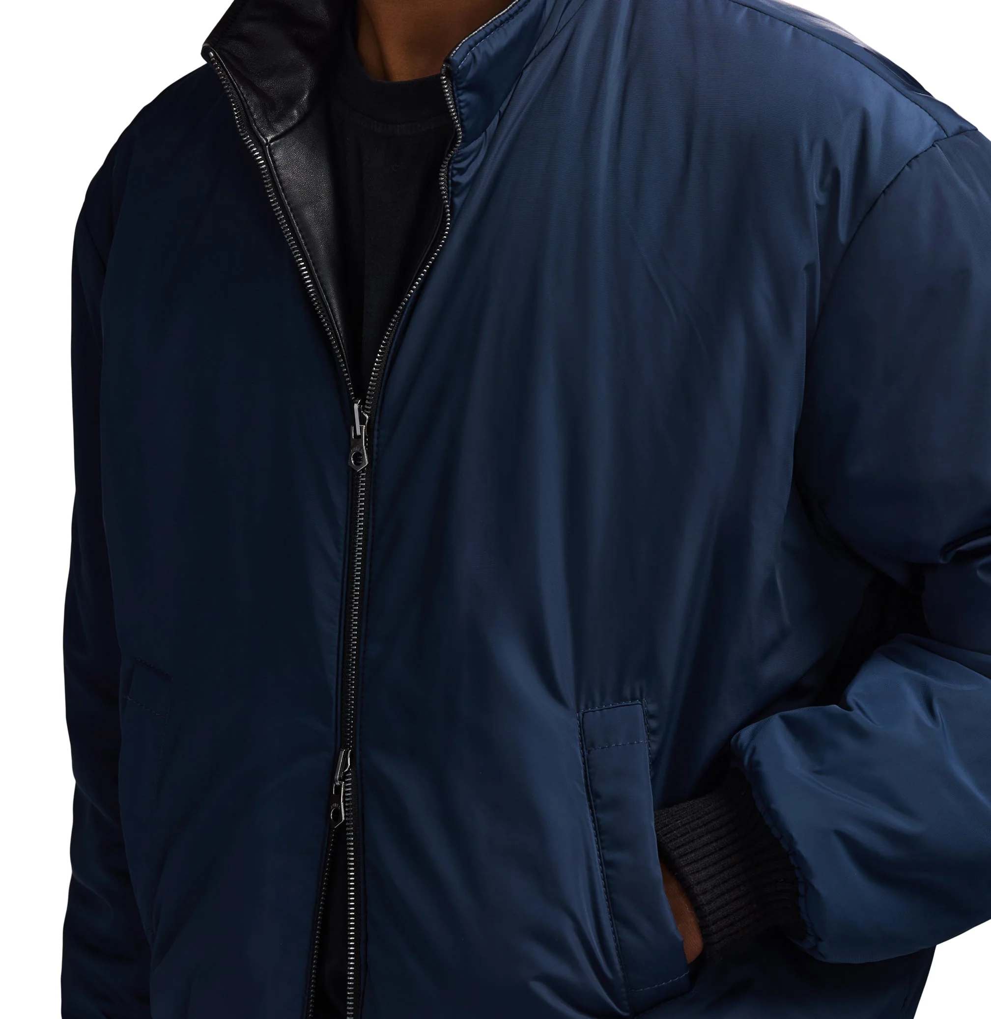 Reversible Nappa Leather Track Jacket | Black - Image 17