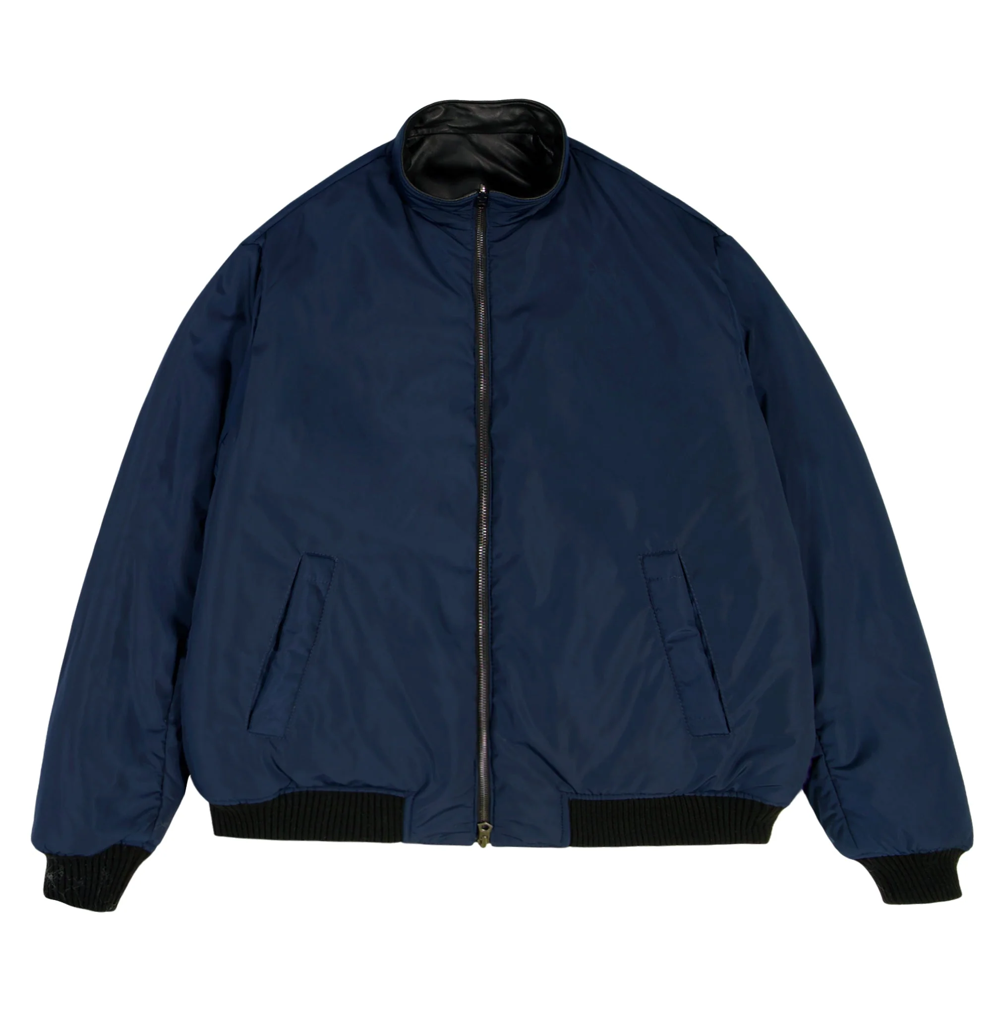 Reversible Nappa Leather Track Jacket | Black - Image 2