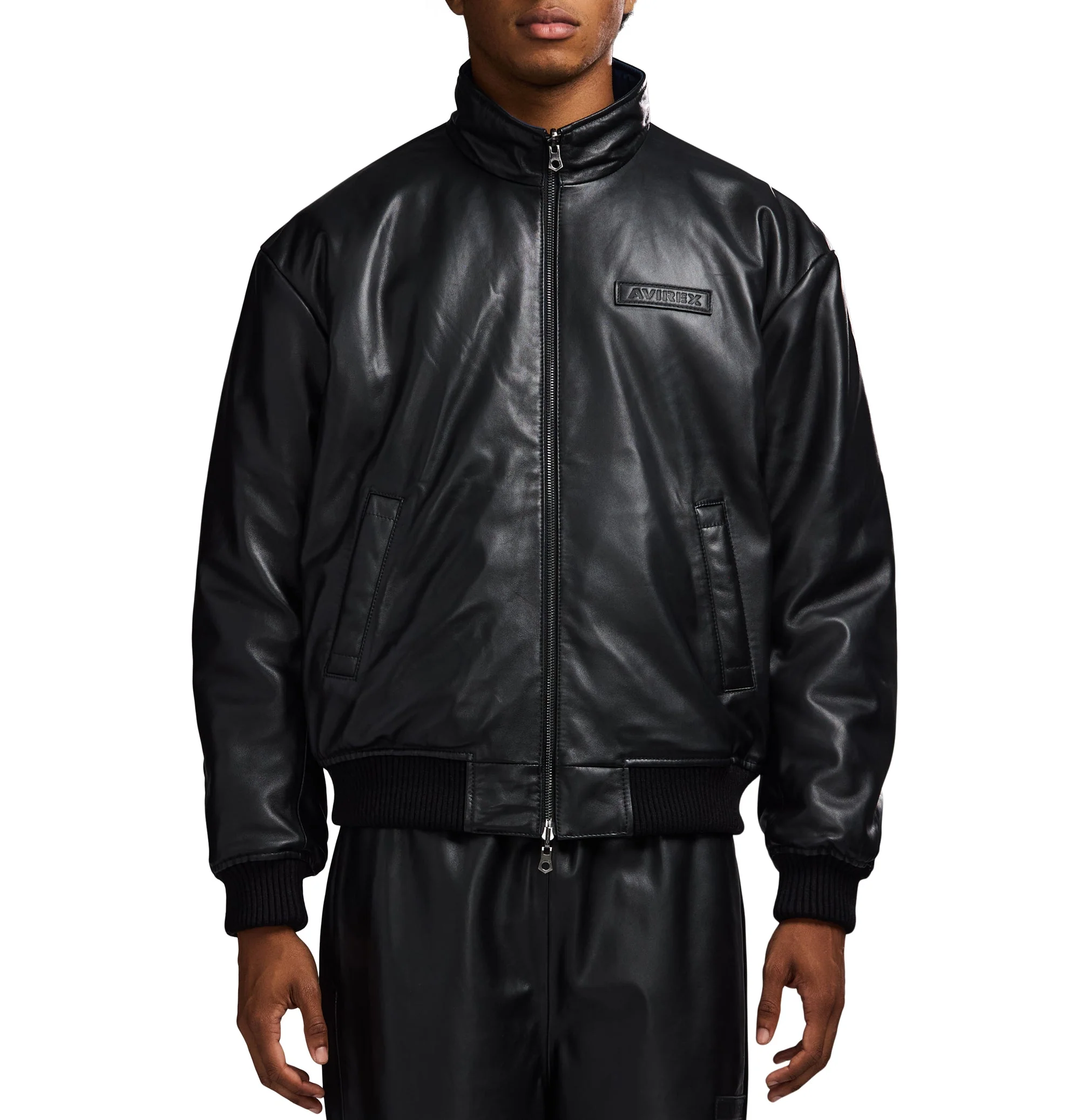 Reversible Nappa Leather Track Jacket | Black - Image 5