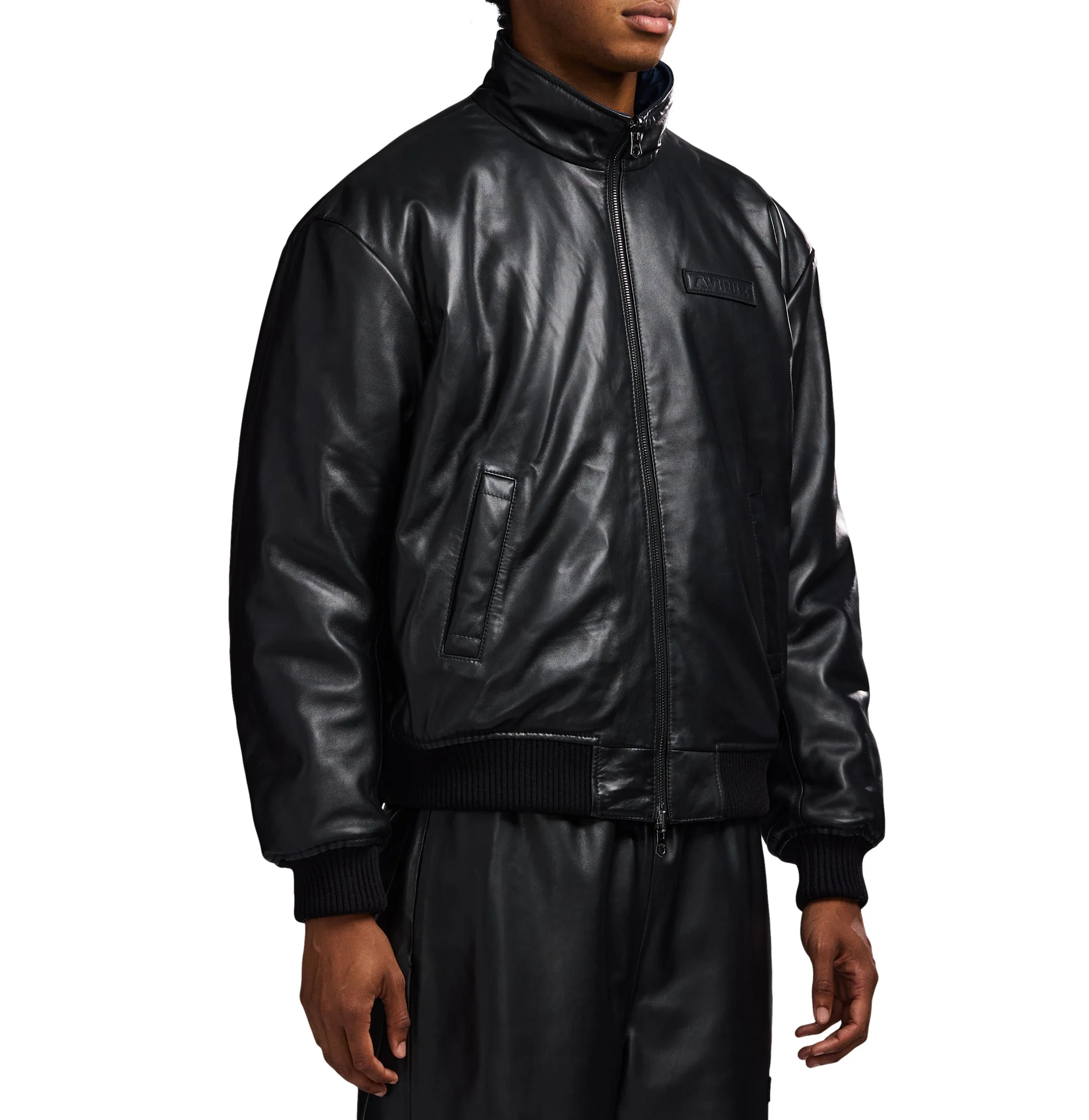 Reversible Nappa Leather Track Jacket | Black - Image 7