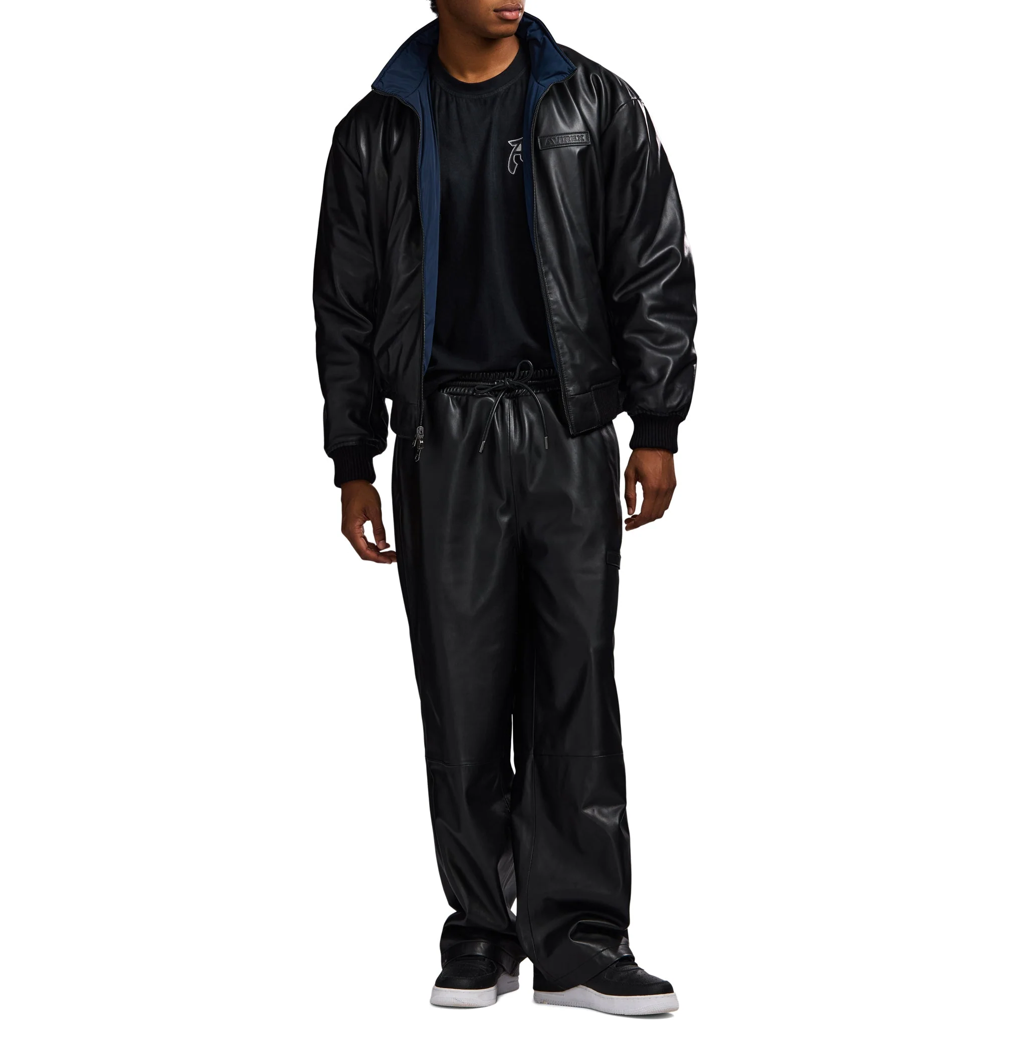 Reversible Nappa Leather Track Jacket | Black - Image 9