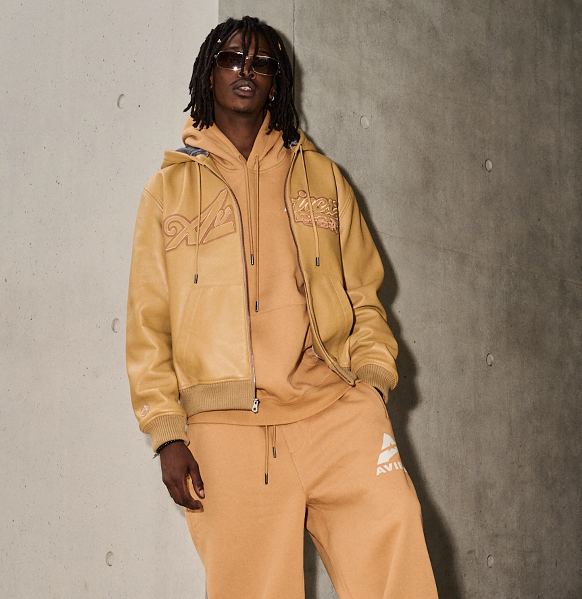 Script Nappa Leather Hoodie | Wheat - Image 11