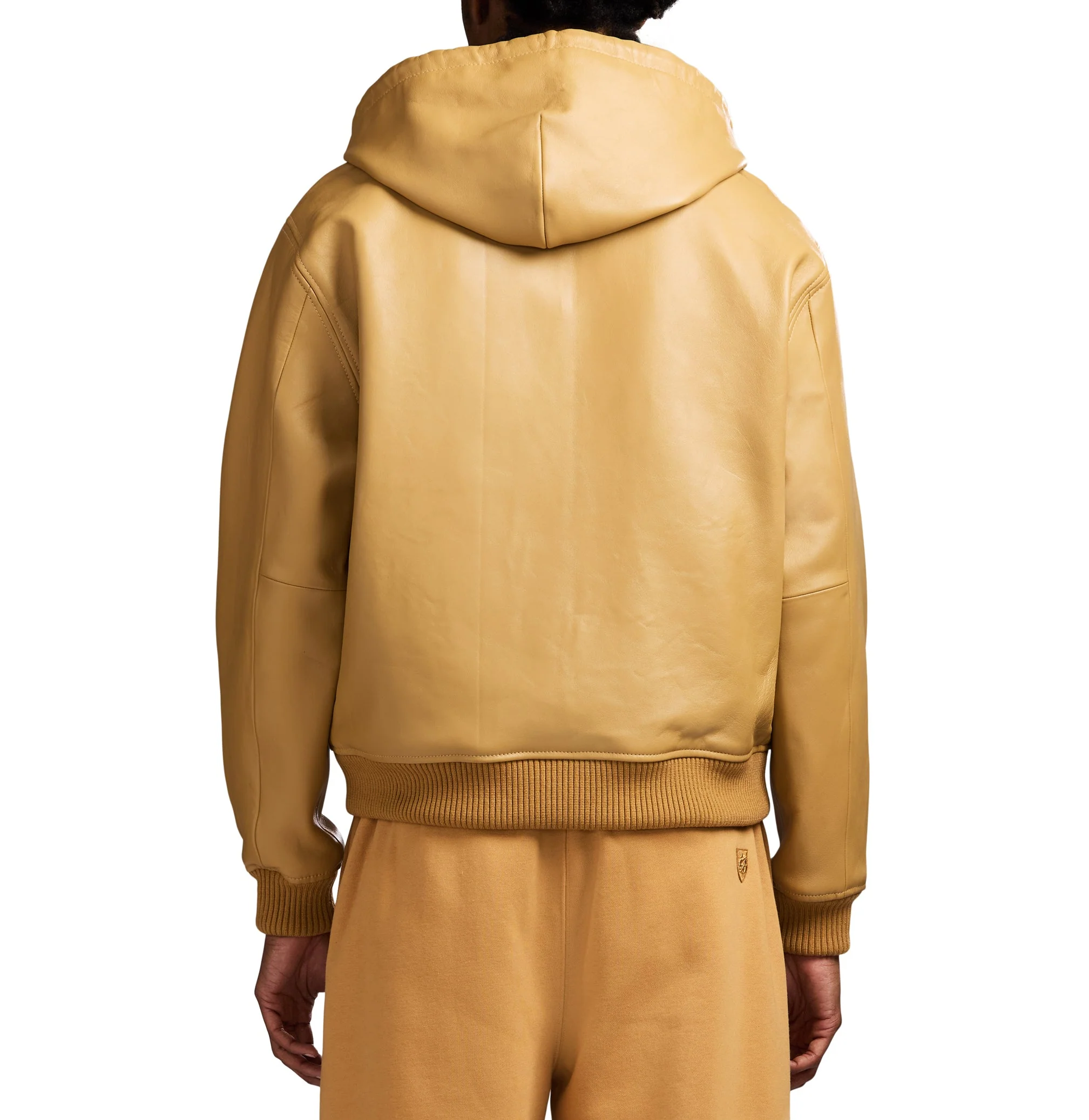 Script Nappa Leather Hoodie | Wheat - Image 6