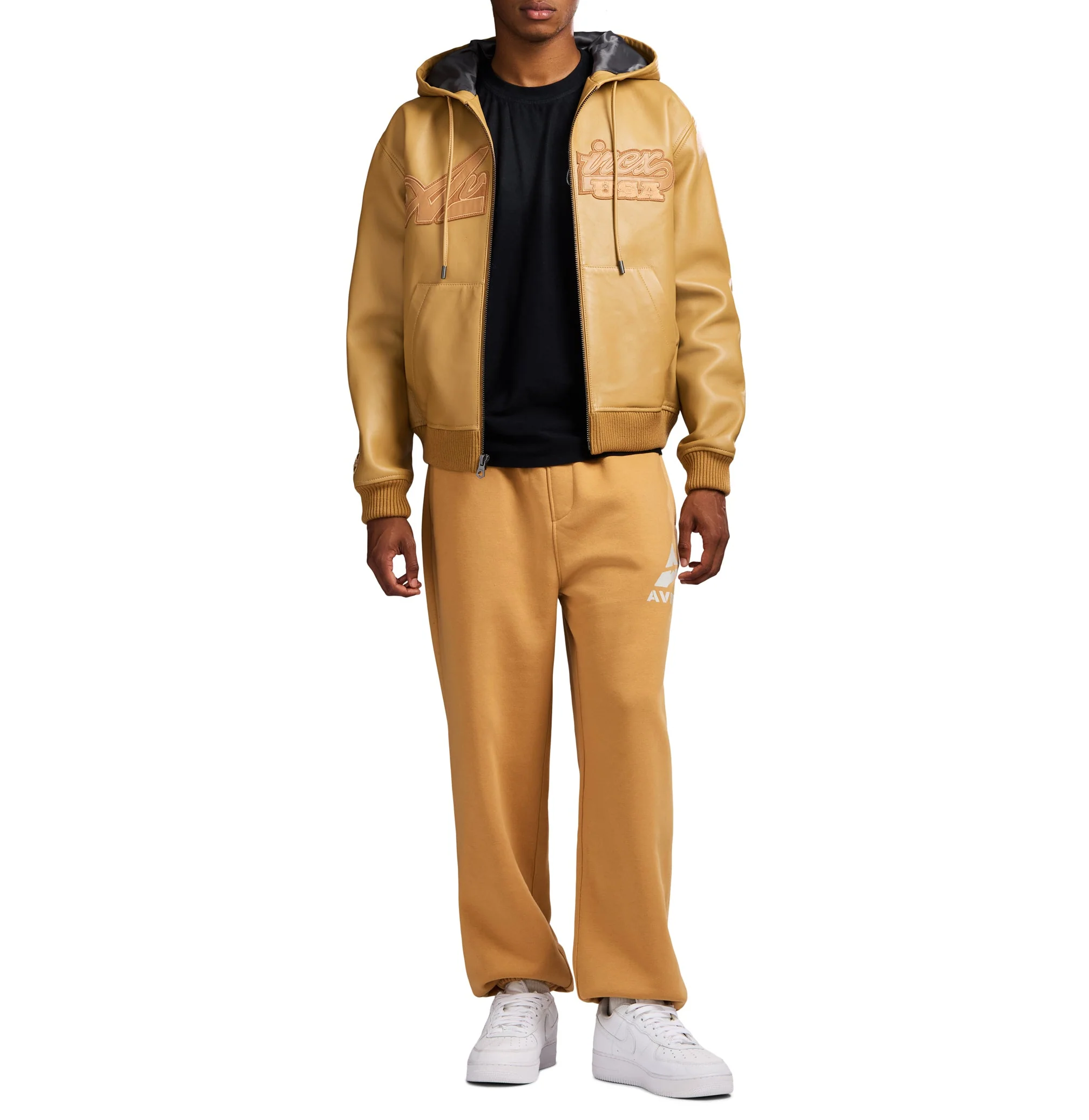 Script Nappa Leather Hoodie | Wheat - Image 7