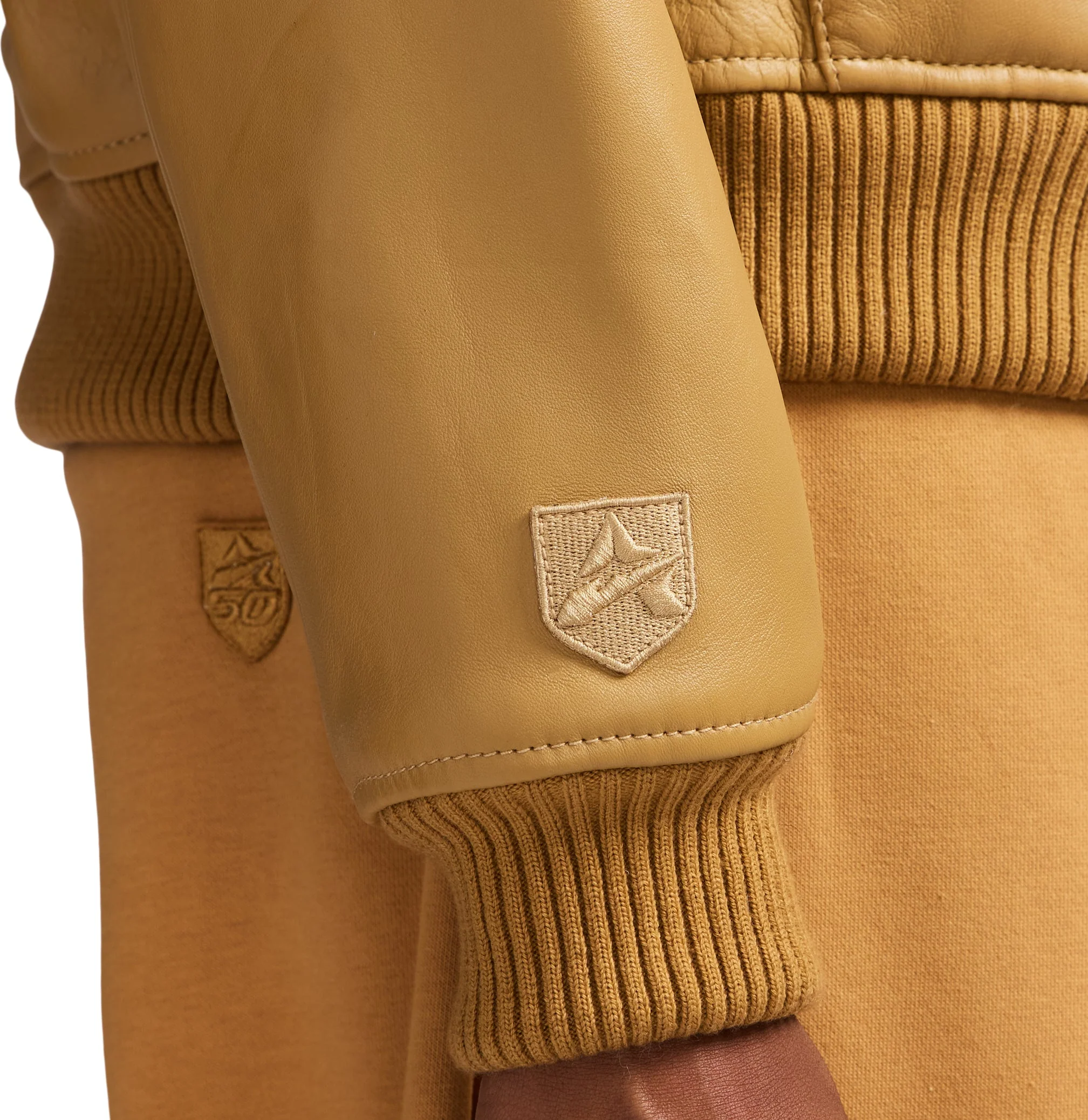 Script Nappa Leather Hoodie | Wheat - Image 9