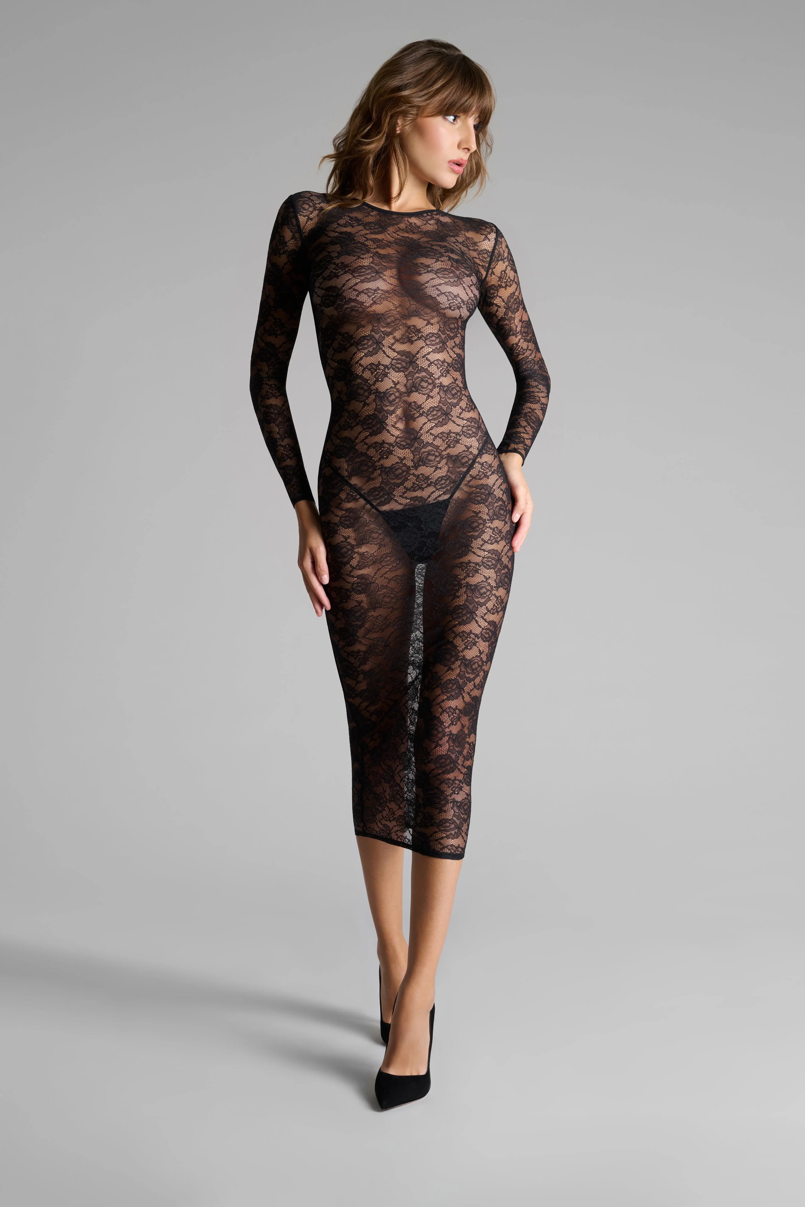 Long sleeve midi dress - Flashback | Black - Image 3