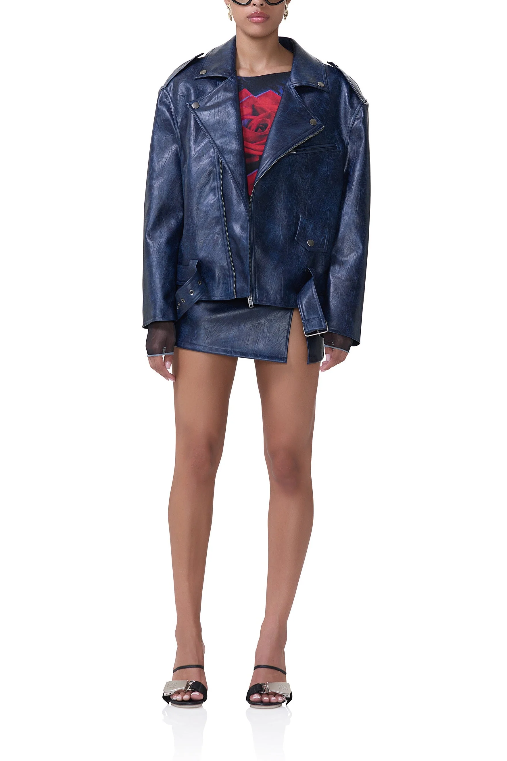 Blaise Moto Jacket | Navy Distressed