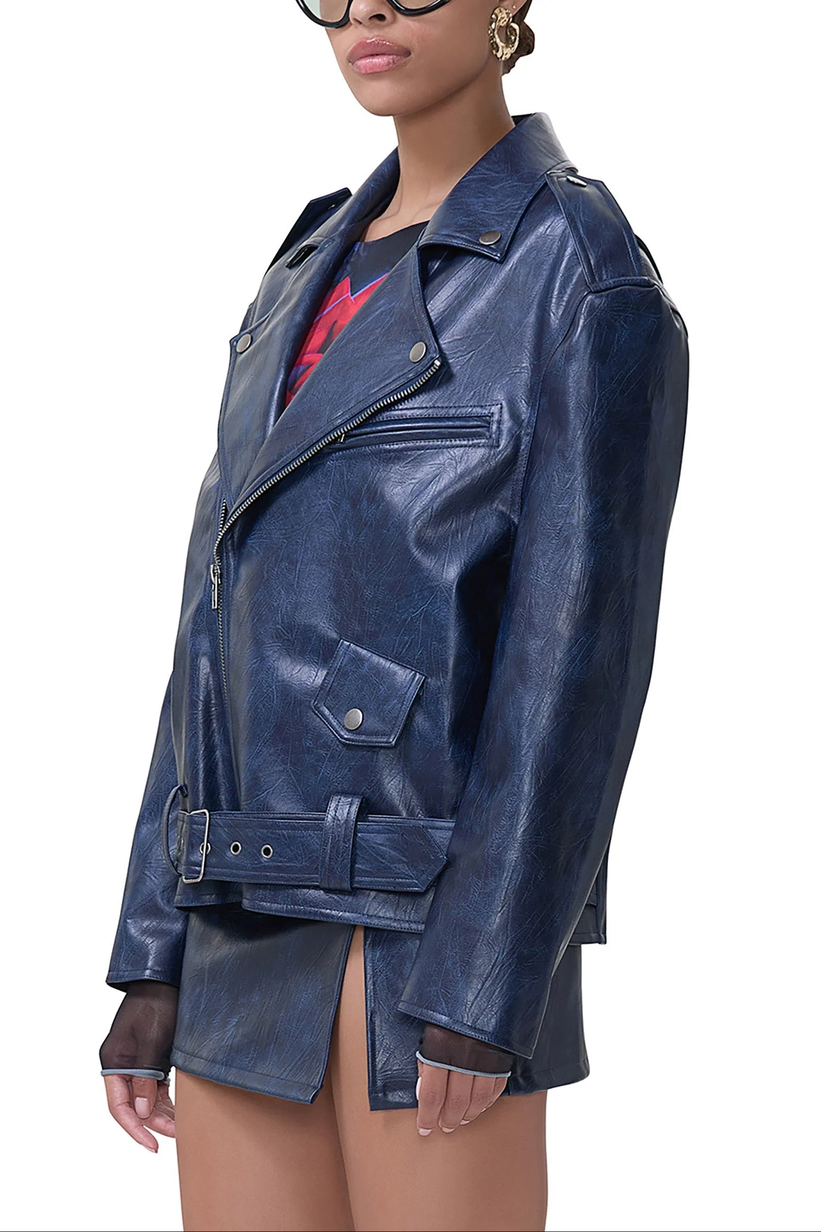 Blaise Moto Jacket | Navy Distressed - Image 3