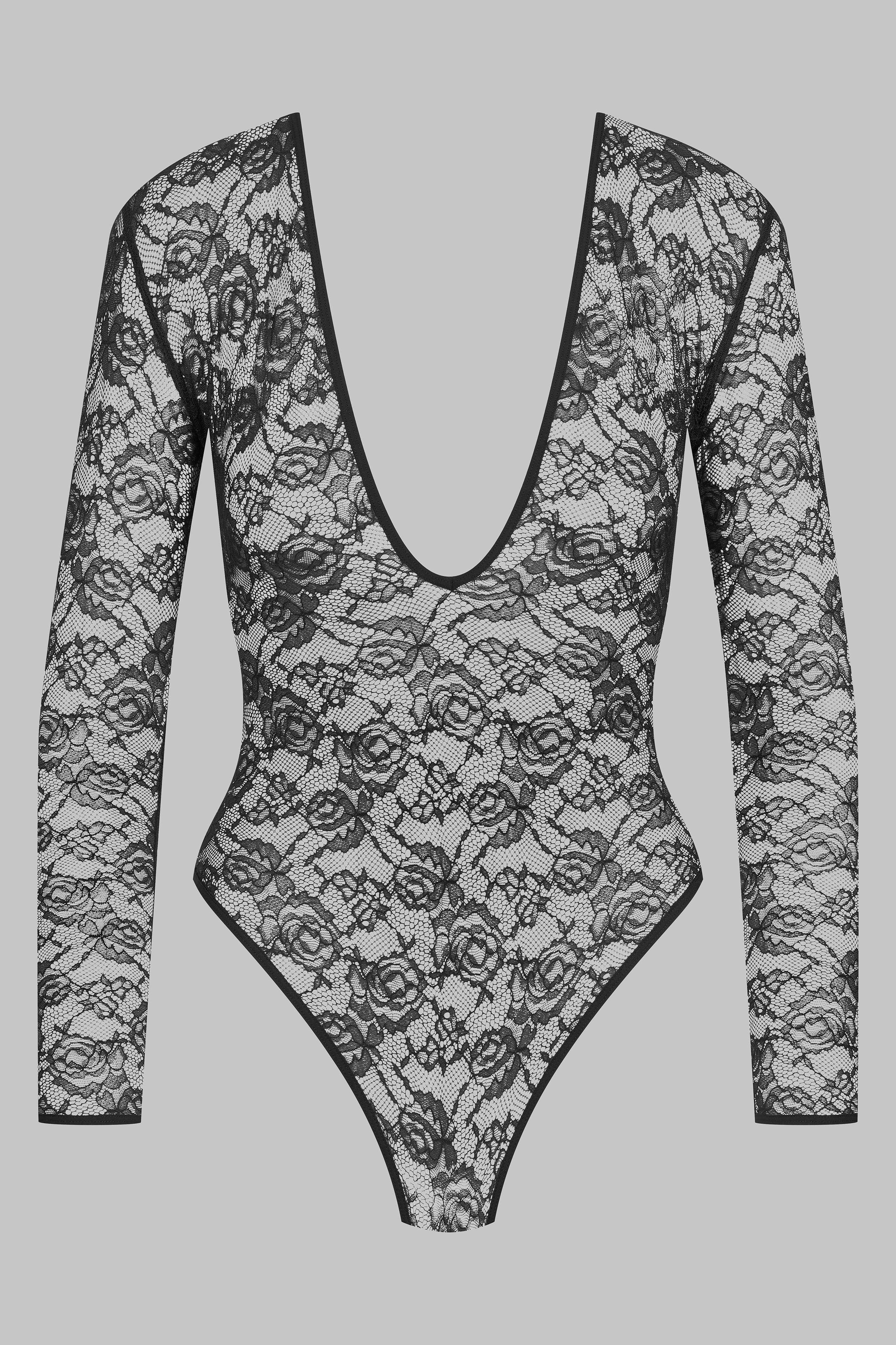 V-neck thong bodysuit - Flashback | Black - Image 4