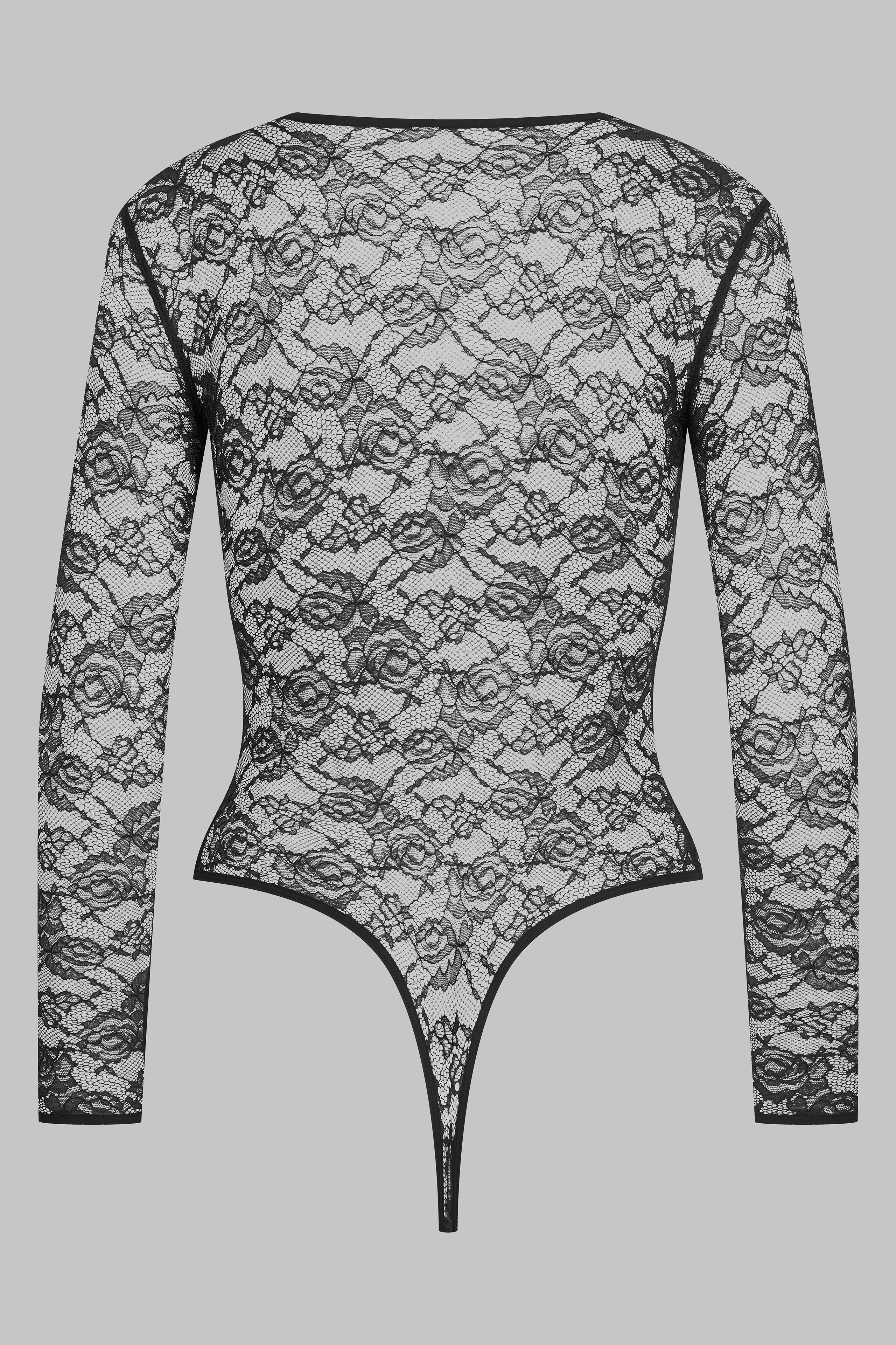 V-neck thong bodysuit - Flashback | Black - Image 5
