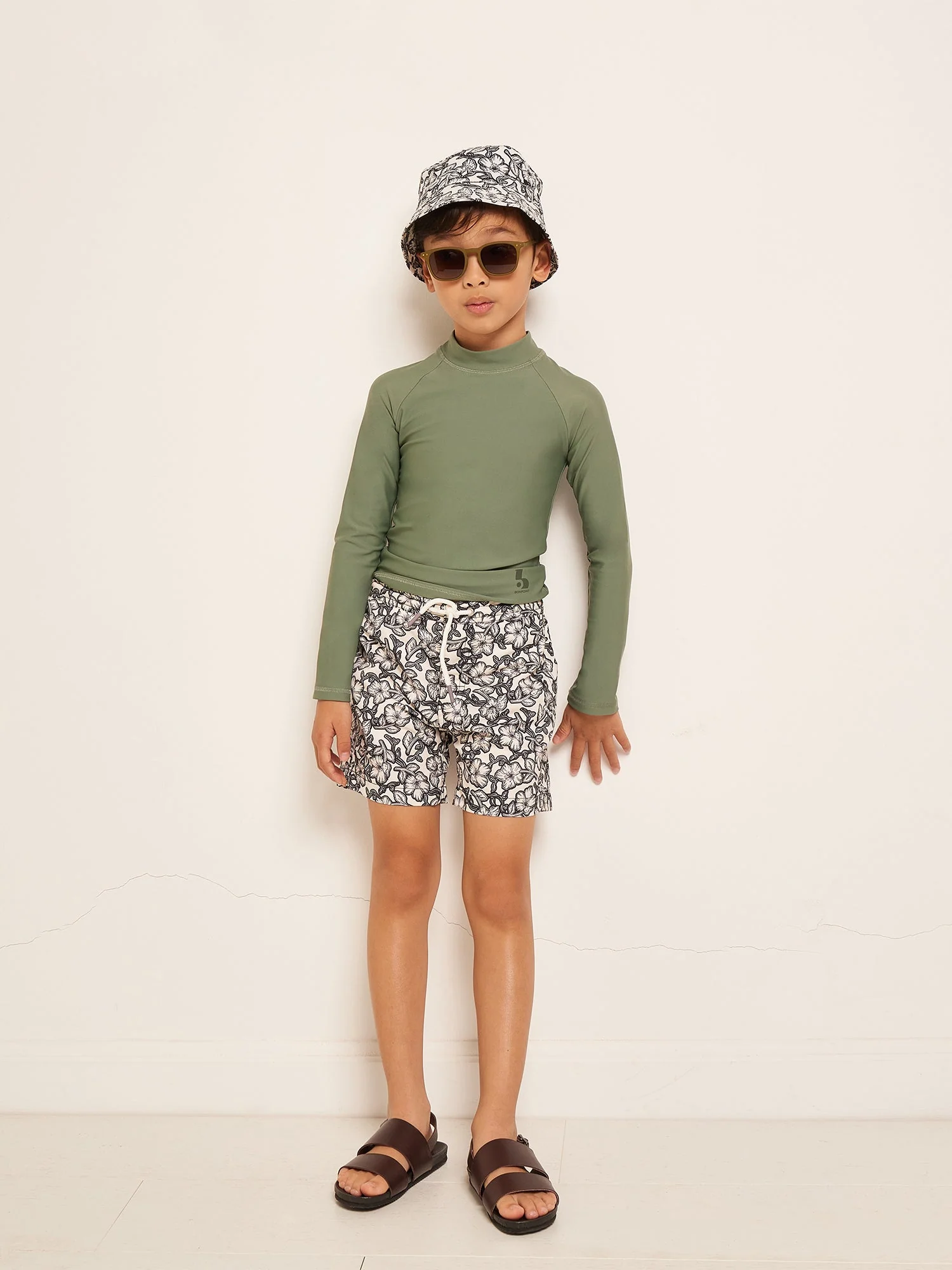 Boy | Ariel Swim Shorts | Black Flowers
