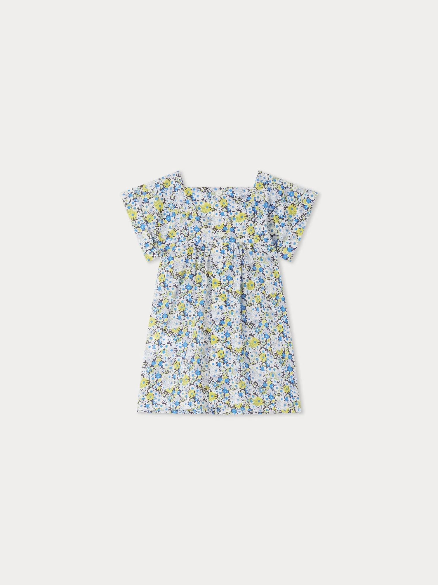 Girl | Pais Smocked Dress Flowers | Blue - Image 2