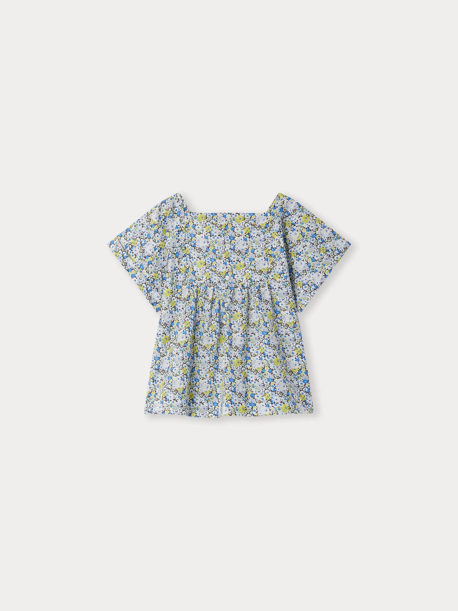 Girl | Pays Smocked Blouse | Blue Flowers - Image 2