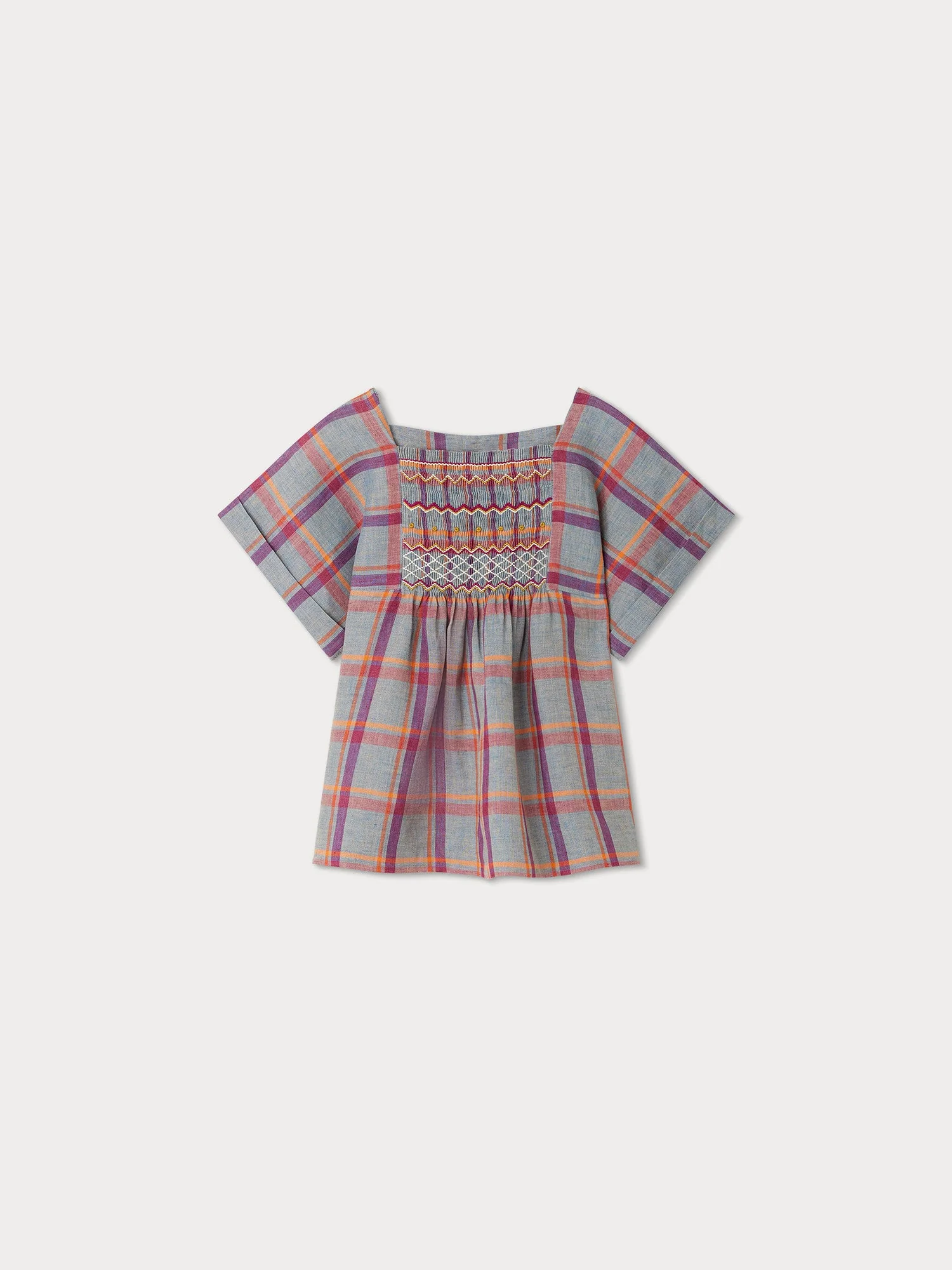 Girl | Pays Smocked Blouse | Blue Grey