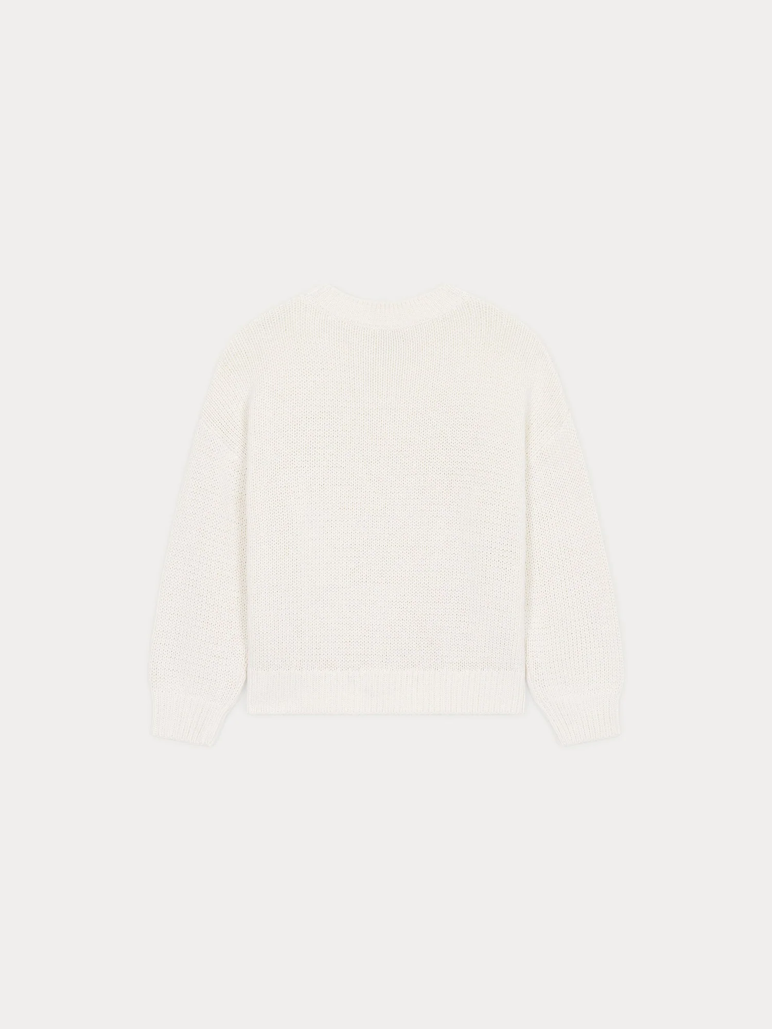 Women | Cotton V Neck Chunky Knit Sweater | White - Image 2