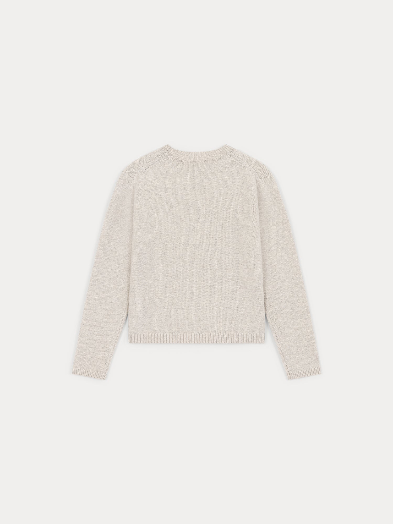 Women | Round Neck Heather Gray Sweater In Wool | Beige - Image 3