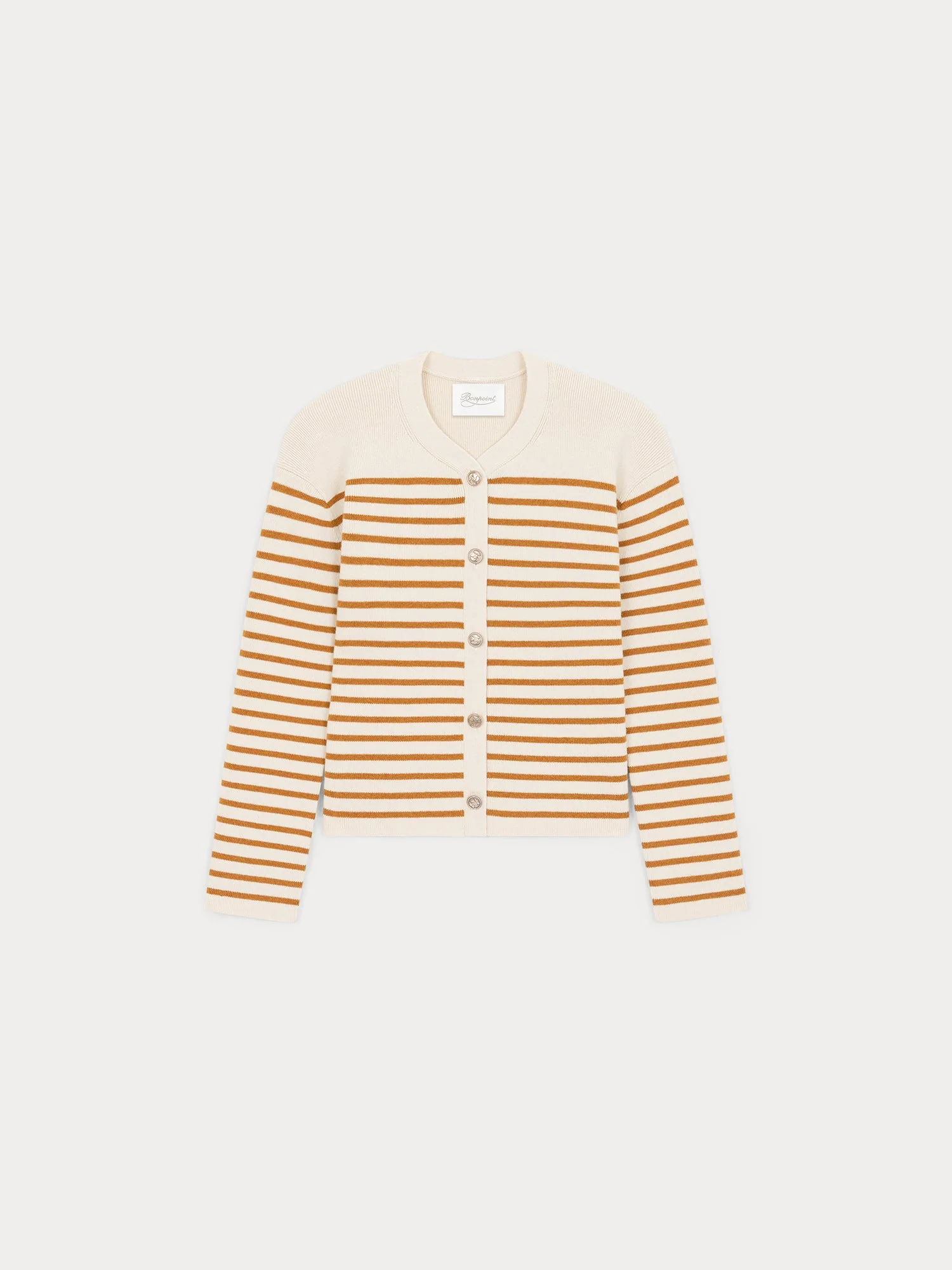 Women | Taupe Cropped Cardigan In Wool And Cotton | White
